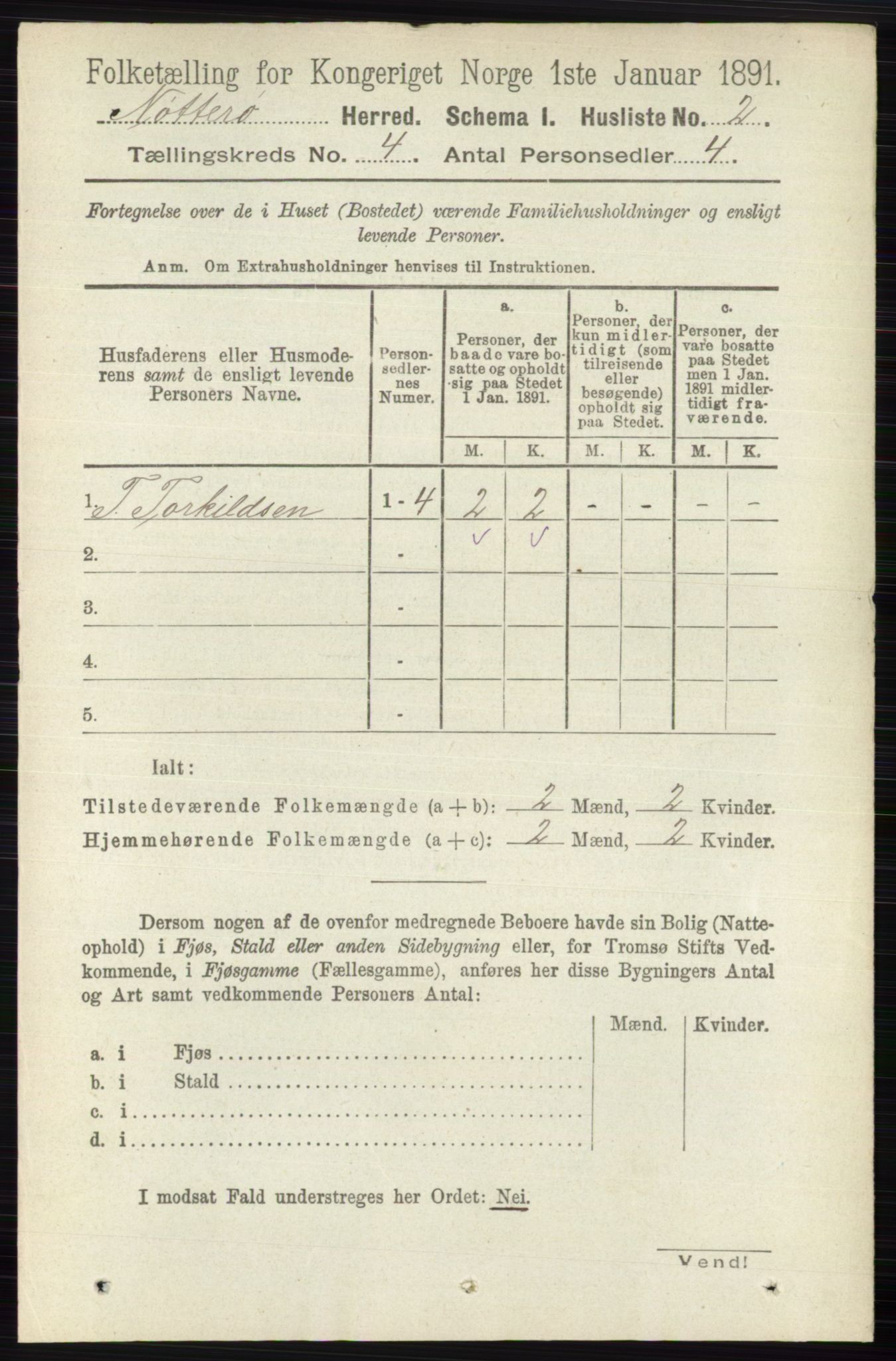 RA, 1891 census for 0722 Nøtterøy, 1891, p. 1943