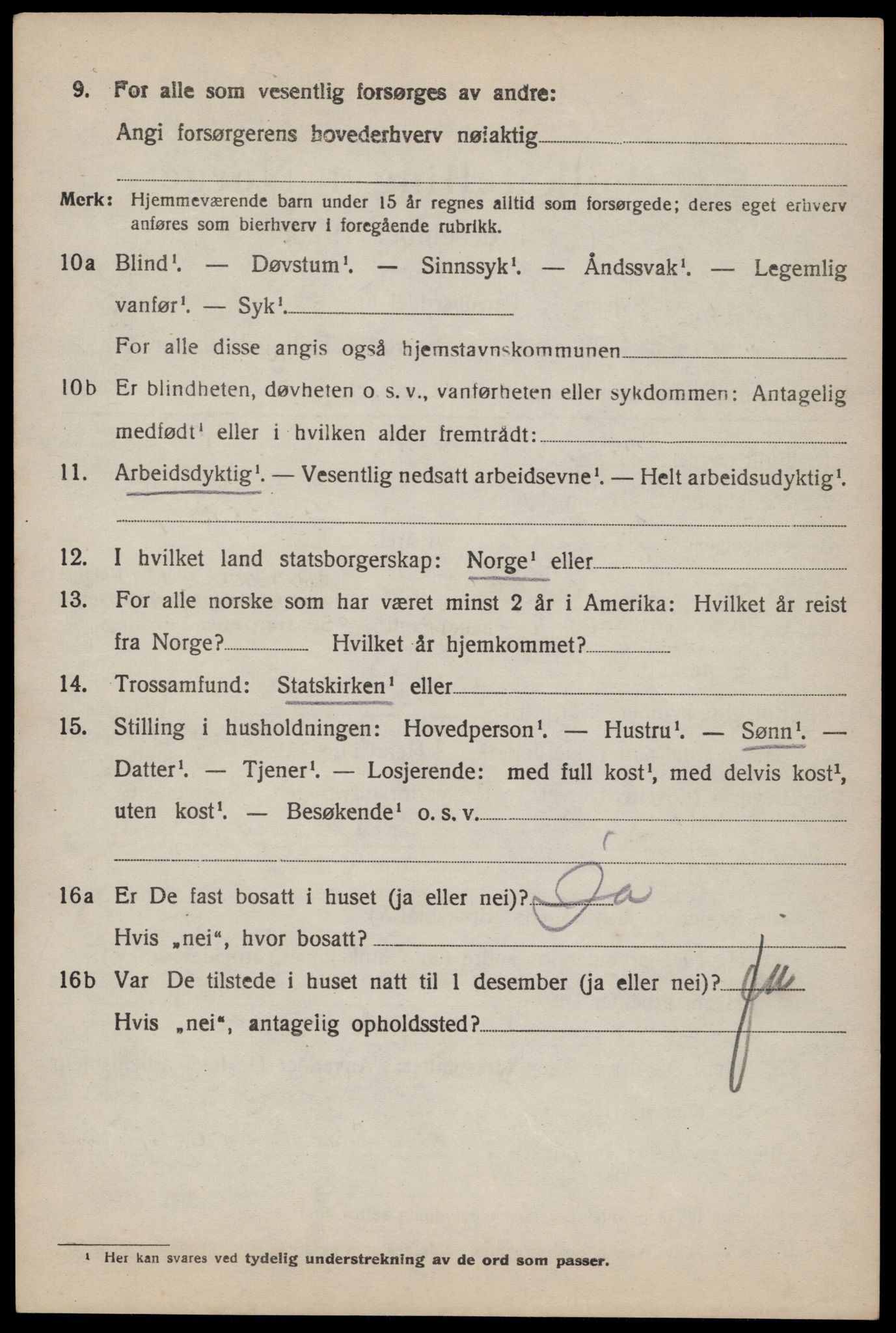 SAST, 1920 census for Forsand, 1920, p. 2166