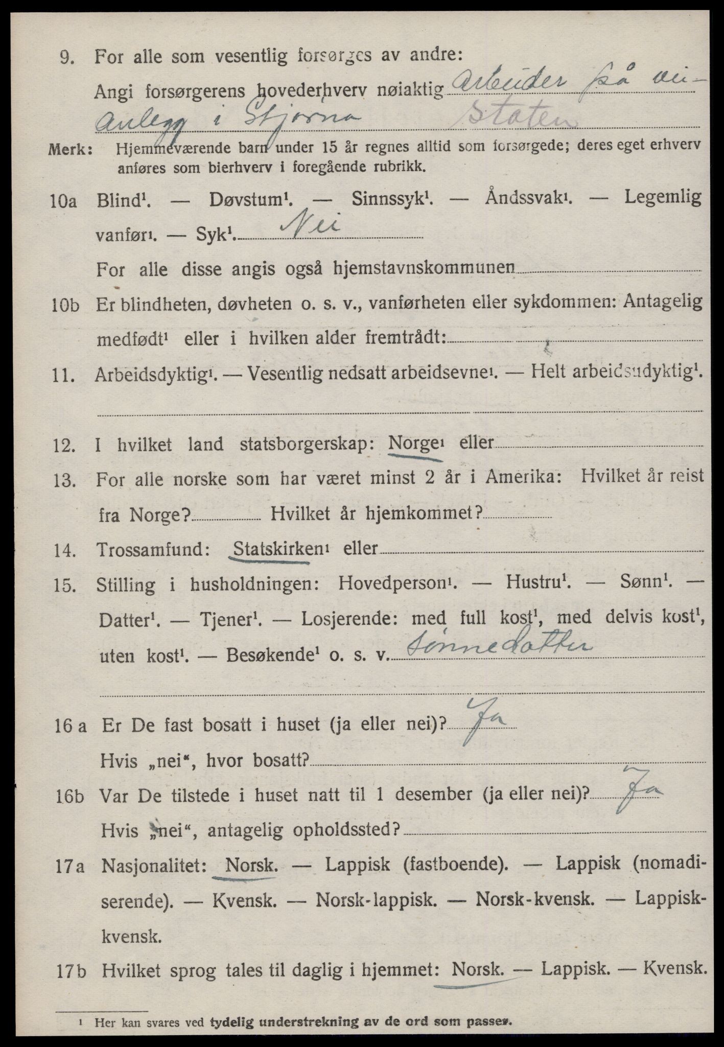 SAT, 1920 census for Stjørna, 1920, p. 4209