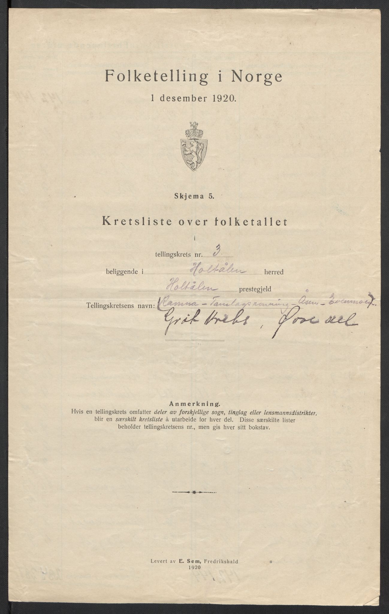 SAT, 1920 census for Haltdalen, 1920, p. 12