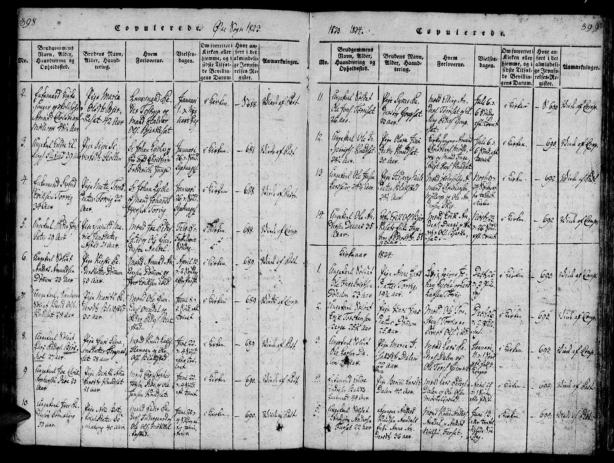 Ministerialprotokoller, klokkerbøker og fødselsregistre - Møre og Romsdal, AV/SAT-A-1454/586/L0982: Parish register (official) no. 586A08, 1819-1829, p. 398-399