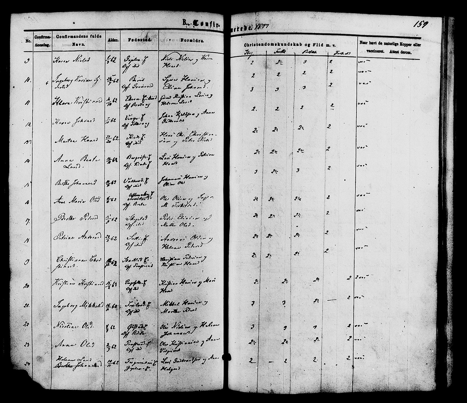 Nordre Land prestekontor, AV/SAH-PREST-124/H/Ha/Haa/L0002: Parish register (official) no. 2, 1872-1881, p. 159