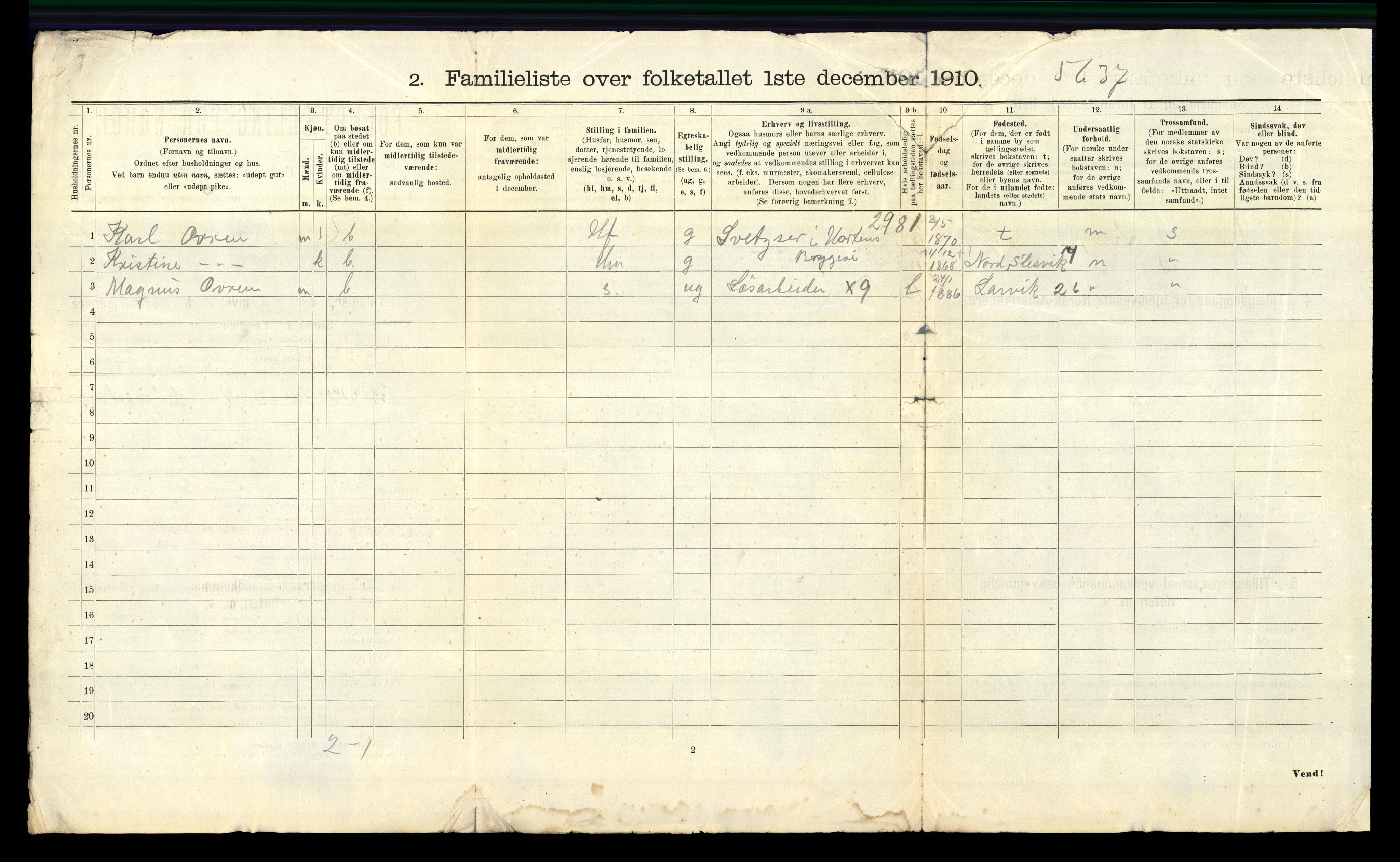 RA, 1910 census for Horten, 1910, p. 5435