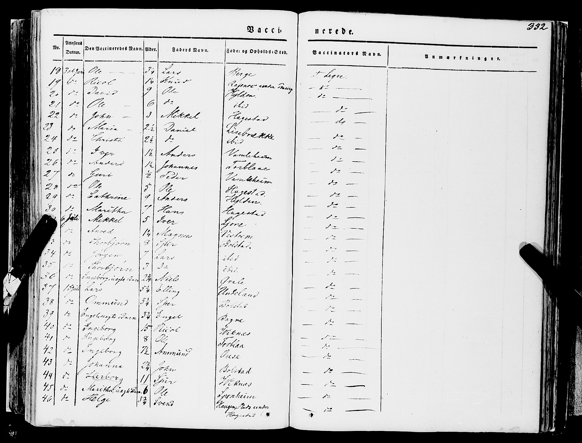 Ulvik sokneprestembete, AV/SAB-A-78801/H/Haa: Parish register (official) no. A 12, 1839-1853, p. 332