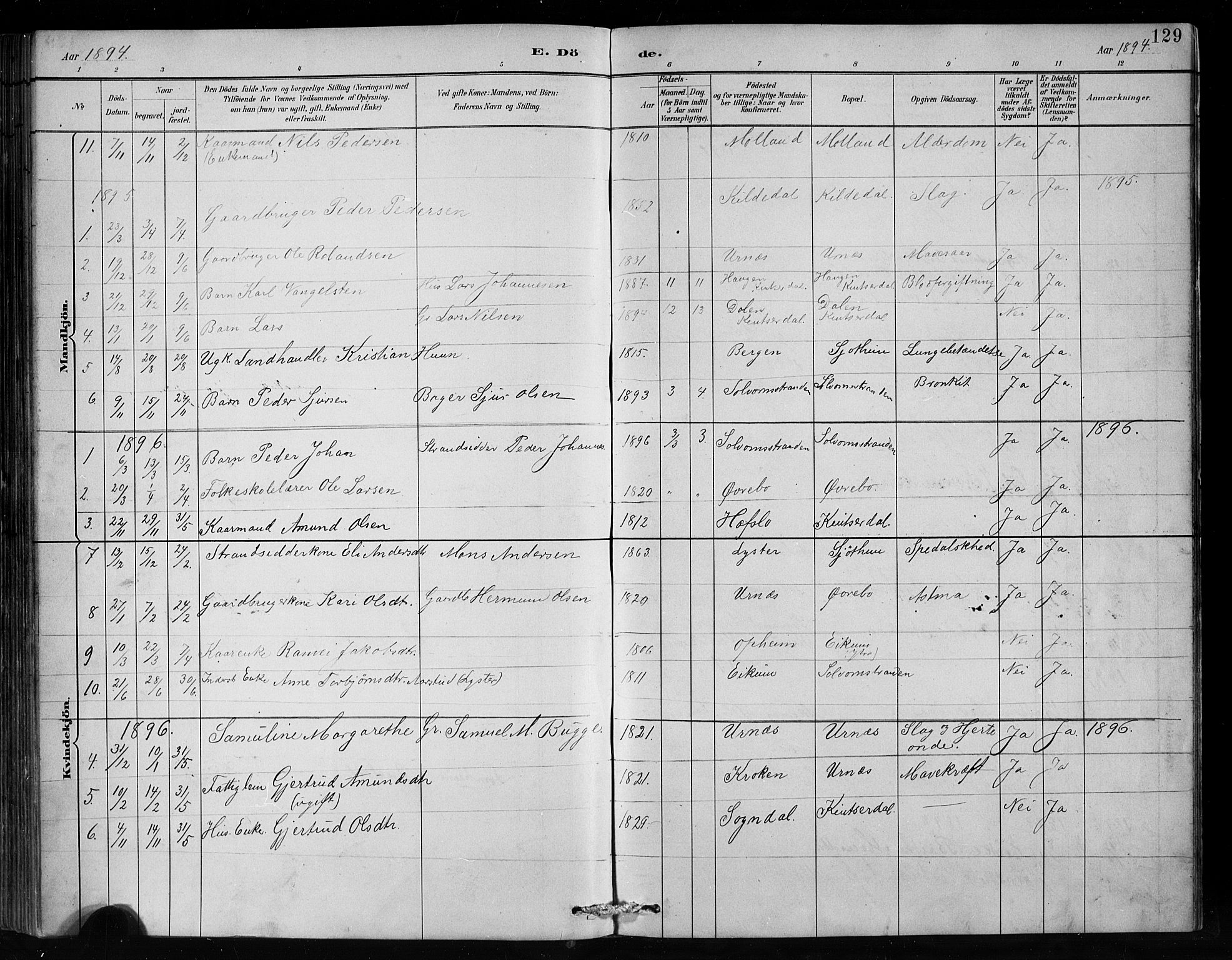 Hafslo sokneprestembete, AV/SAB-A-80301/H/Hab/Habc/L0001: Parish register (copy) no. C 1, 1882-1908, p. 129