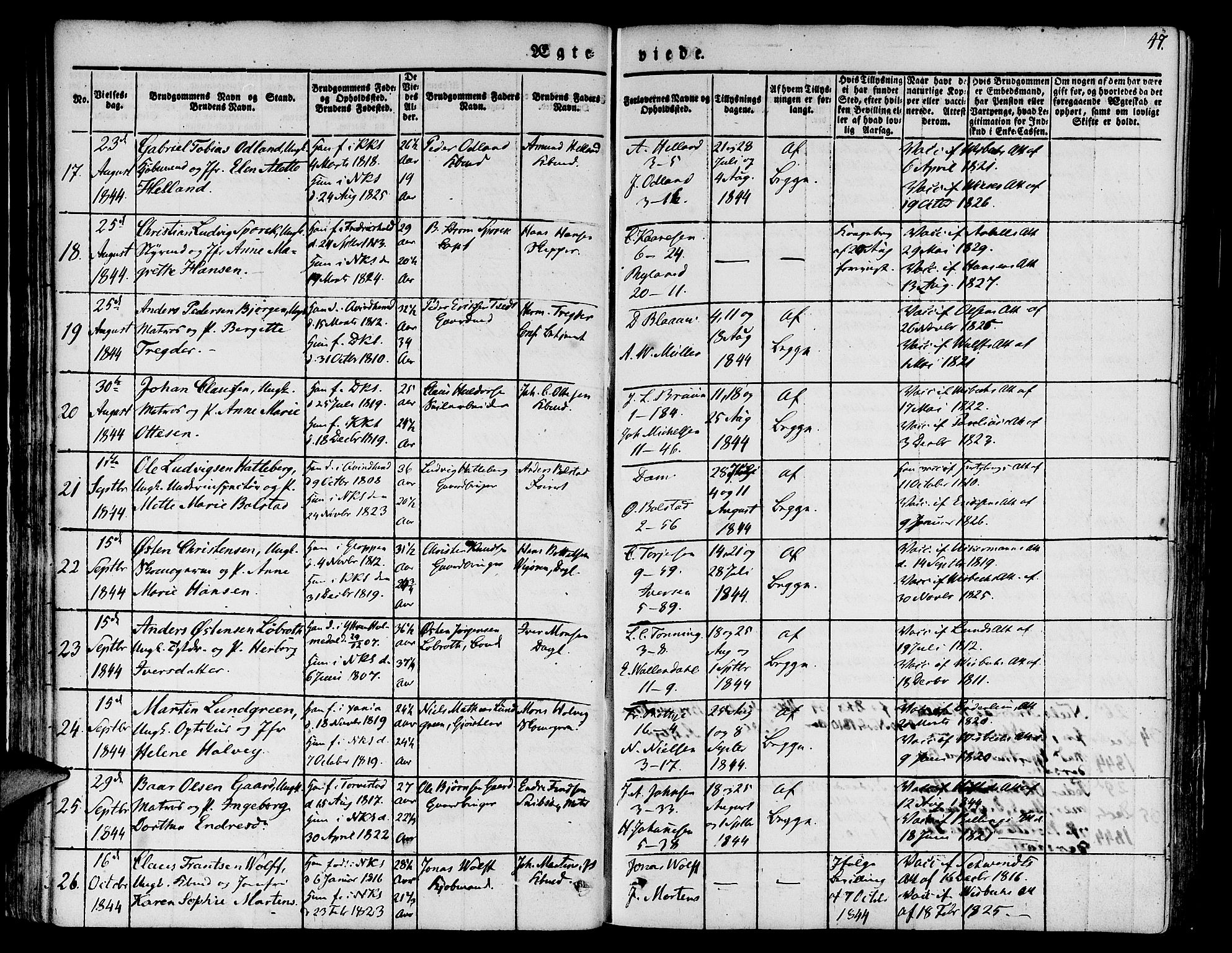 Nykirken Sokneprestembete, SAB/A-77101/H/Hab: Parish register (copy) no. D 1, 1832-1867, p. 47