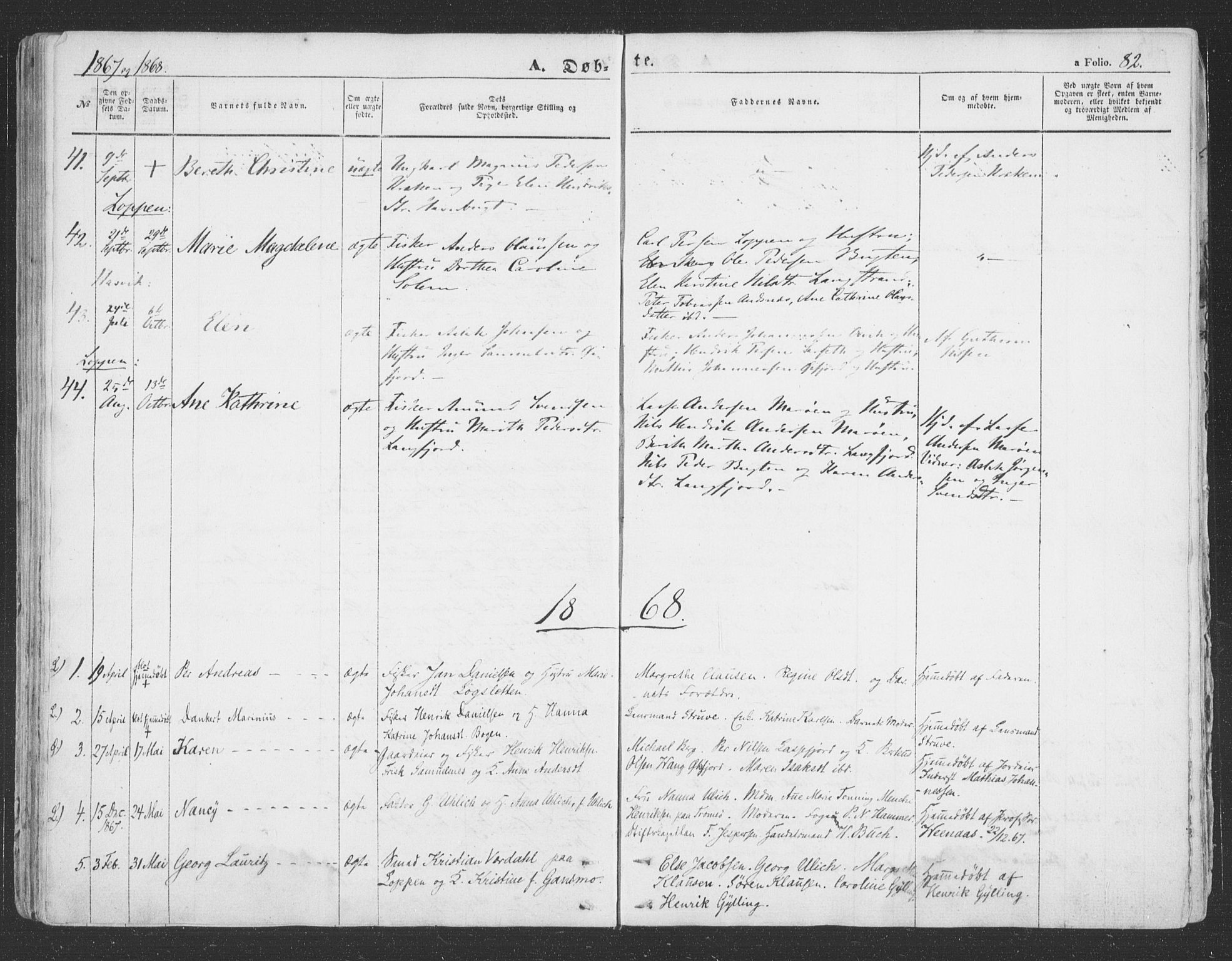 Loppa sokneprestkontor, SATØ/S-1339/H/Ha/L0004kirke: Parish register (official) no. 4, 1849-1868, p. 82