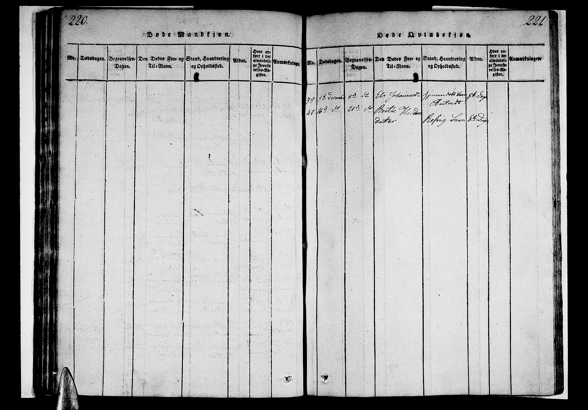 Selje sokneprestembete, SAB/A-99938/H/Ha/Haa/Haaa: Parish register (official) no. A 8, 1816-1828, p. 220-221