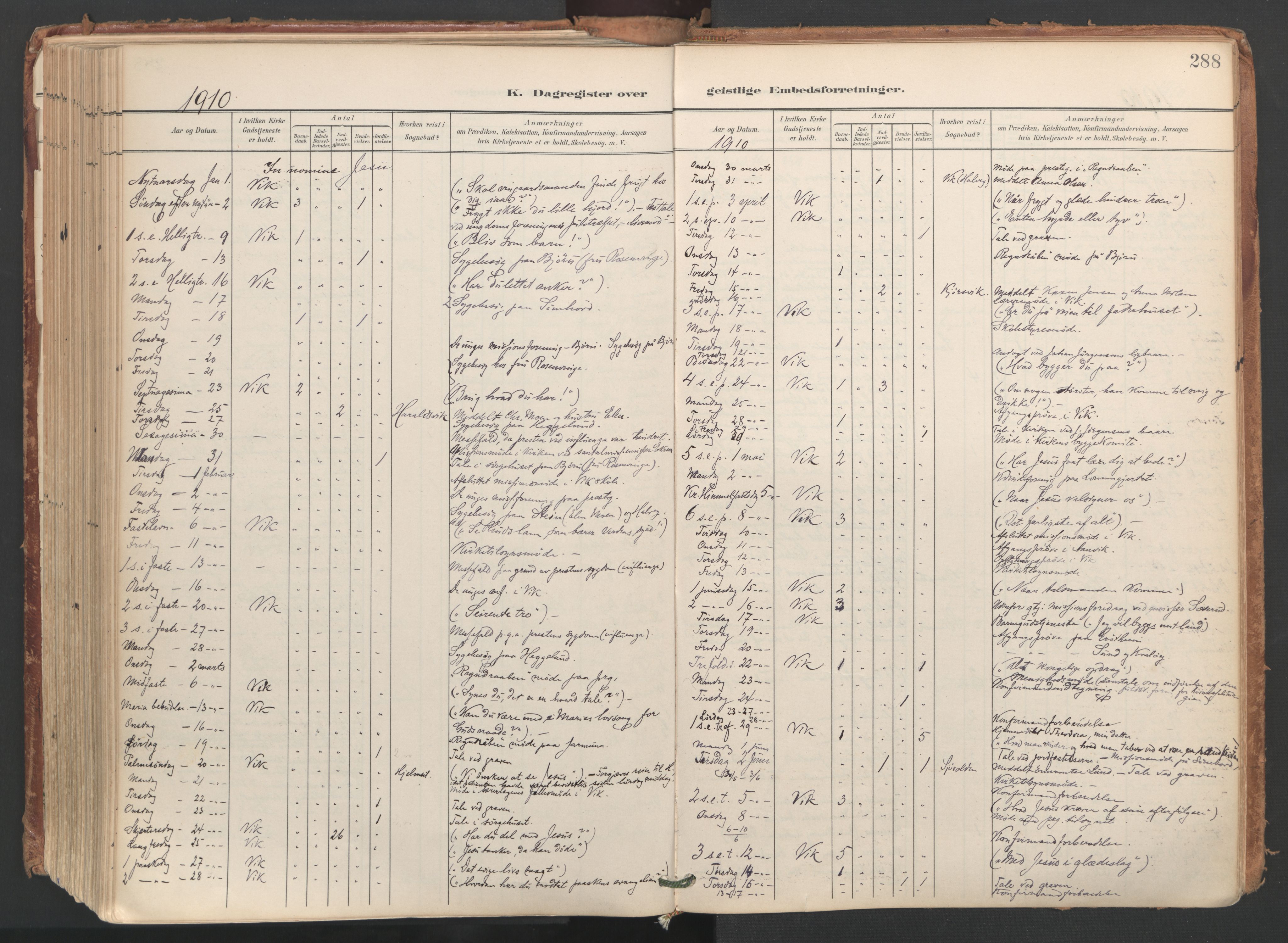 Ministerialprotokoller, klokkerbøker og fødselsregistre - Nordland, SAT/A-1459/812/L0180: Parish register (official) no. 812A09, 1901-1915, p. 288