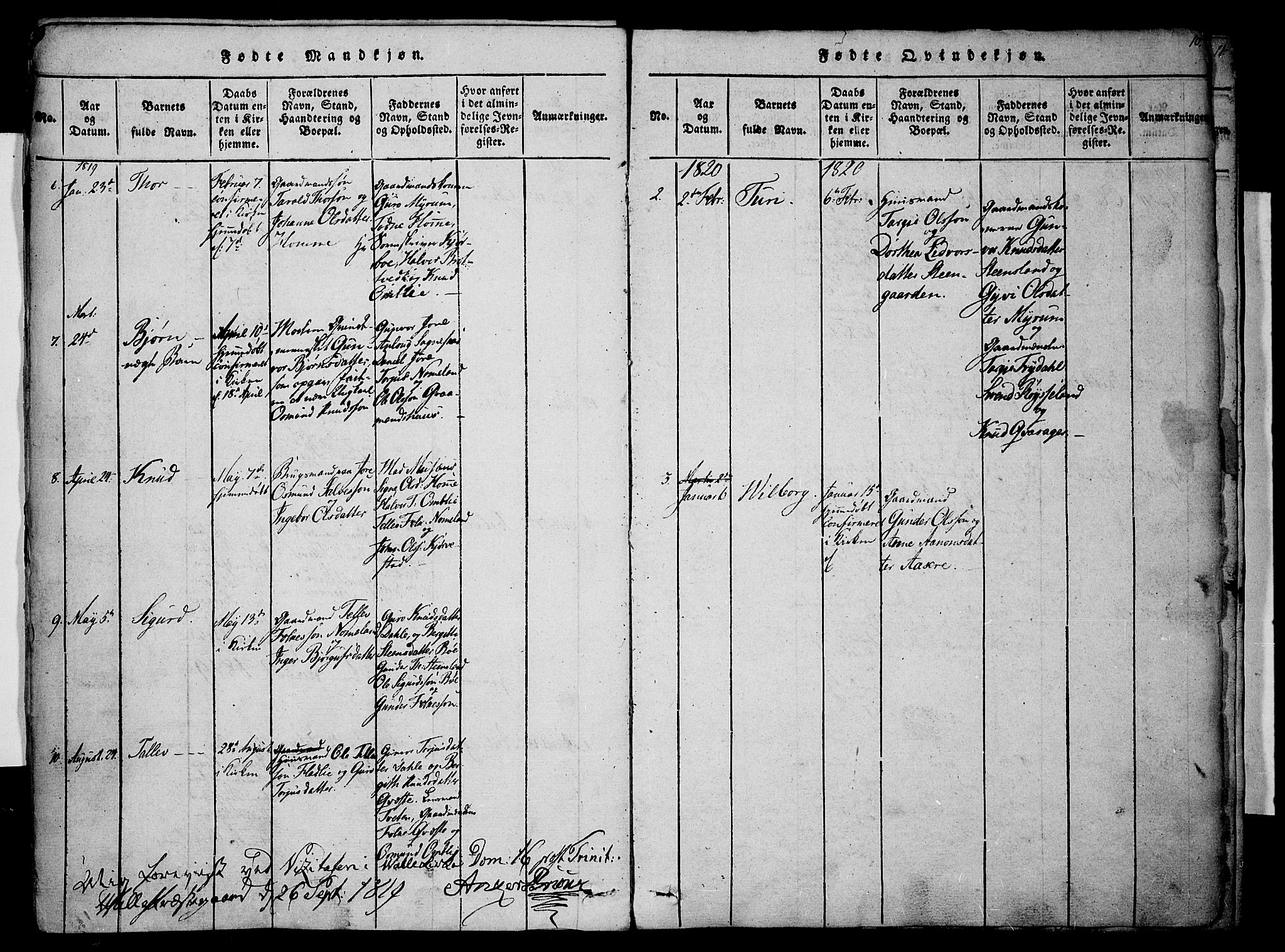 Valle sokneprestkontor, SAK/1111-0044/F/Fa/Fac/L0005: Parish register (official) no. A 5 /1, 1816-1831, p. 10