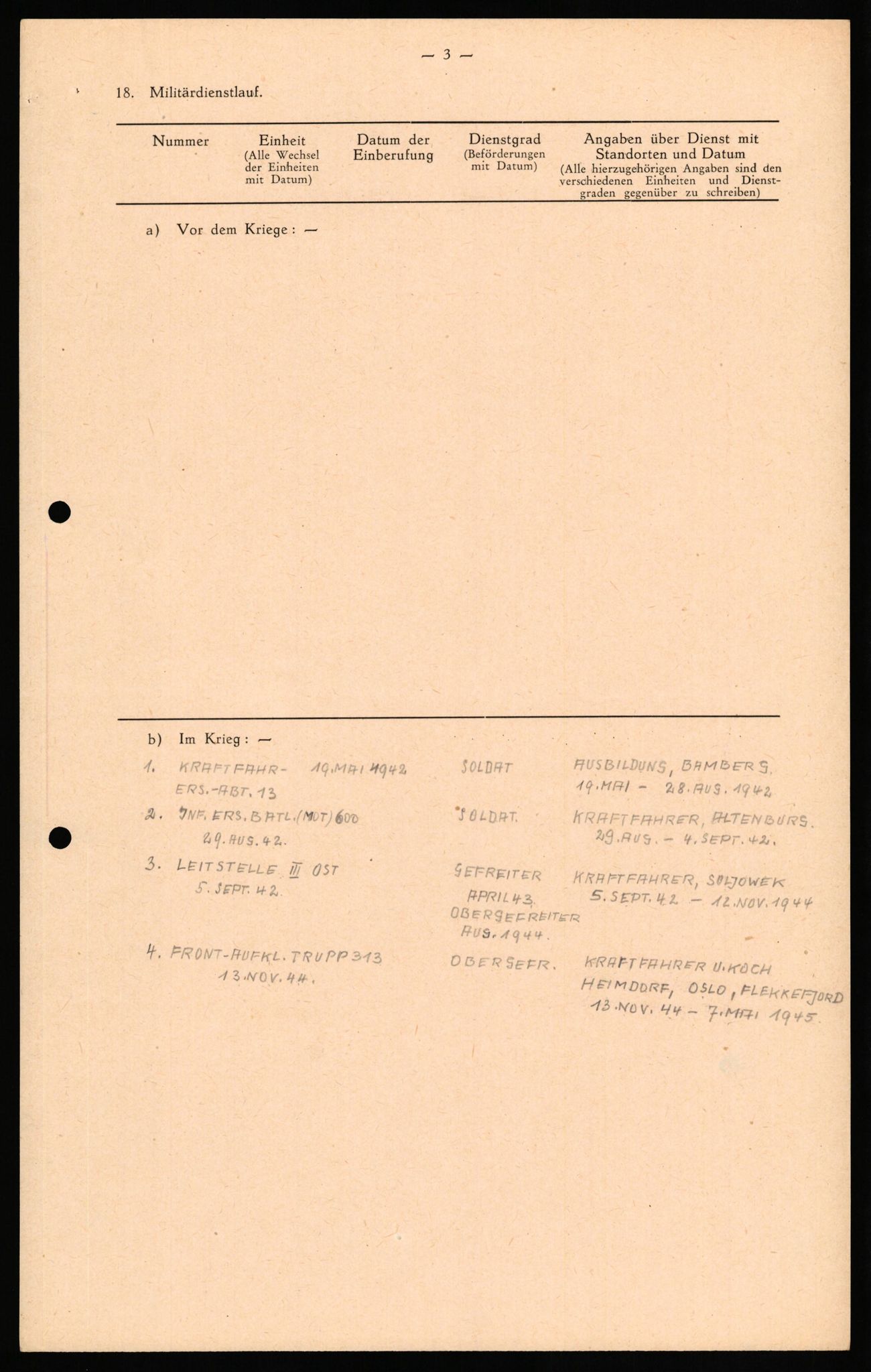 Forsvaret, Forsvarets overkommando II, AV/RA-RAFA-3915/D/Db/L0026: CI Questionaires. Tyske okkupasjonsstyrker i Norge. Tyskere., 1945-1946, p. 266