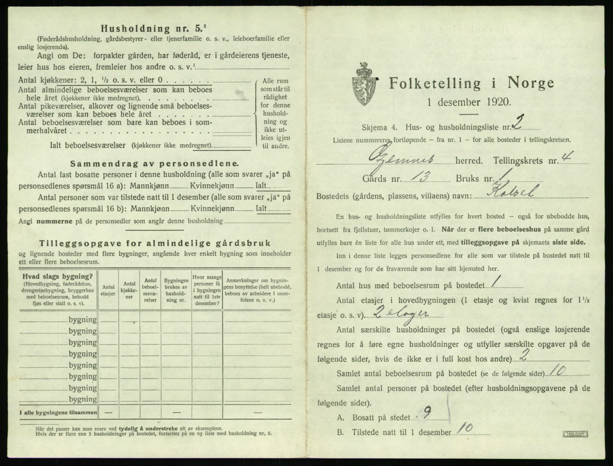 SAT, 1920 census for Gjemnes, 1920, p. 260