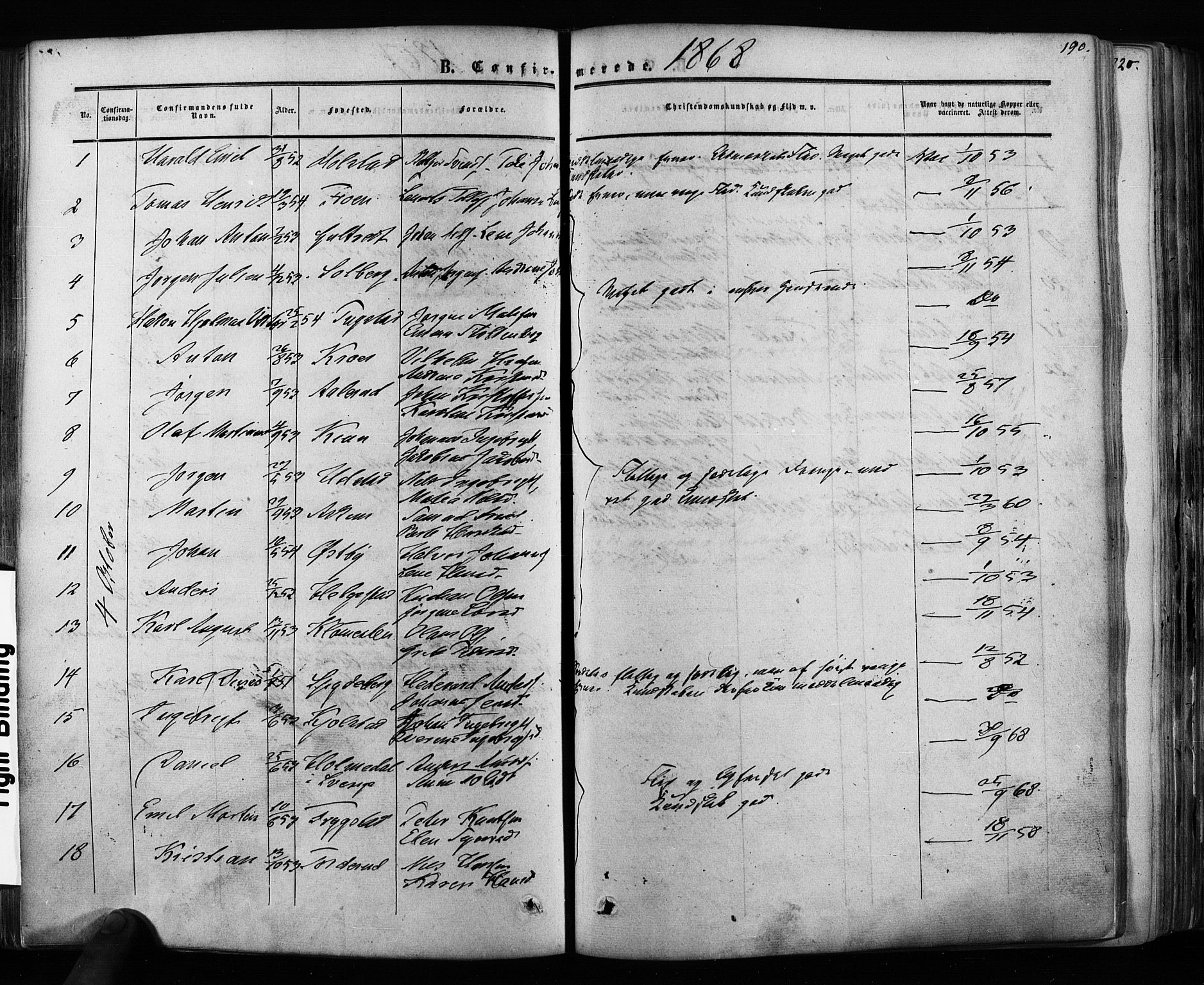 Ås prestekontor Kirkebøker, AV/SAO-A-10894/F/Fa/L0007: Parish register (official) no. I 7, 1854-1870, p. 190