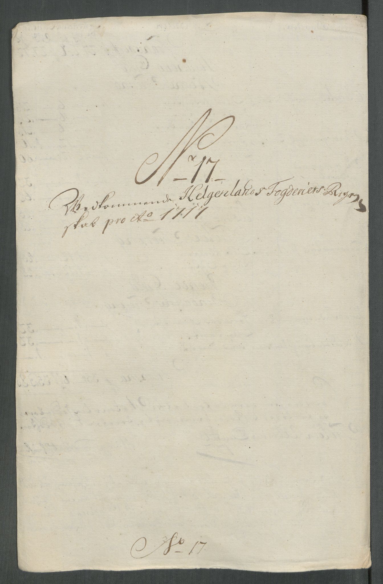 Rentekammeret inntil 1814, Reviderte regnskaper, Fogderegnskap, RA/EA-4092/R65/L4515: Fogderegnskap Helgeland, 1717, p. 243