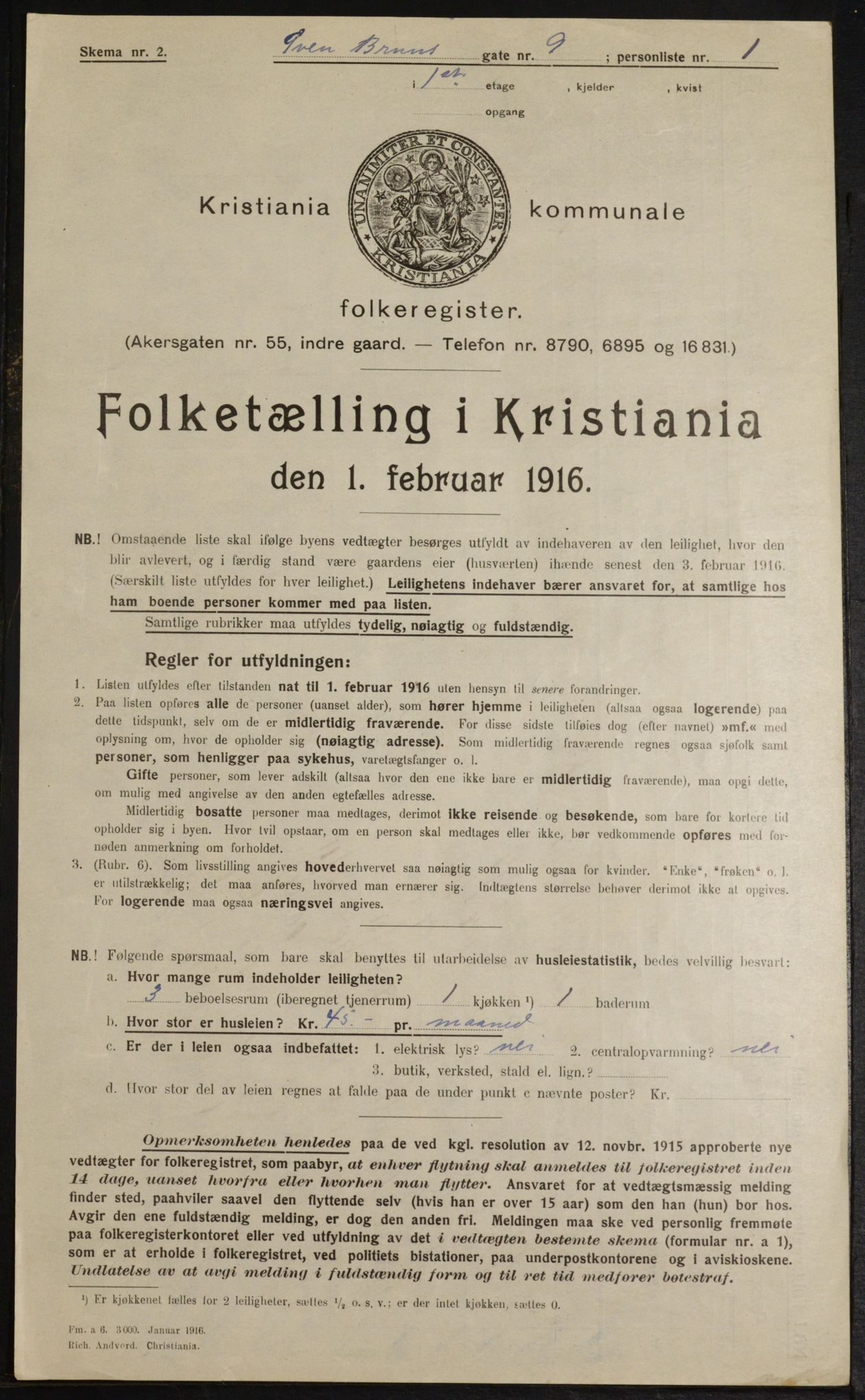 OBA, Municipal Census 1916 for Kristiania, 1916, p. 107786