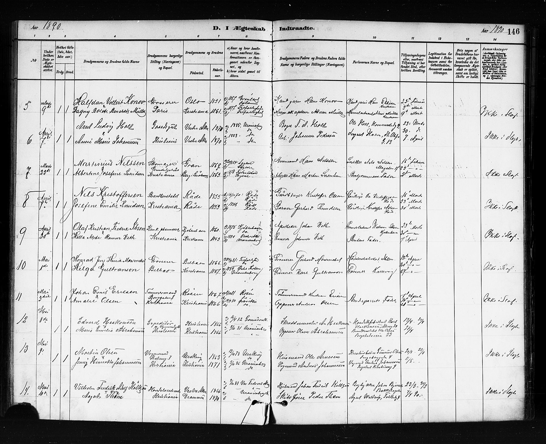 Uranienborg prestekontor Kirkebøker, SAO/A-10877/F/Fa/L0002: Parish register (official) no. 2, 1880-1896, p. 146
