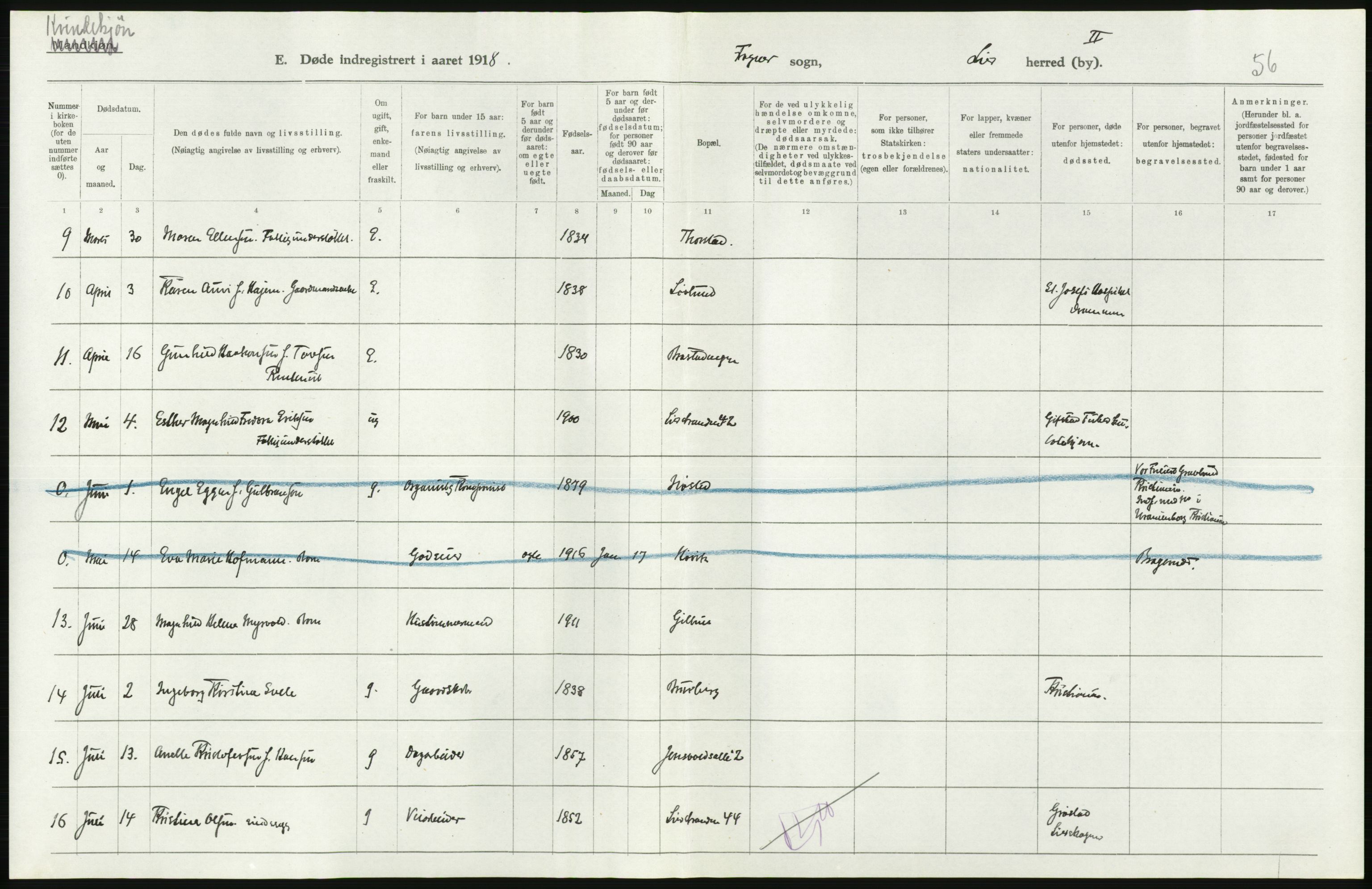 Statistisk sentralbyrå, Sosiodemografiske emner, Befolkning, AV/RA-S-2228/D/Df/Dfb/Dfbh/L0020: Buskerud fylke: Døde. Bygder og byer., 1918, p. 368