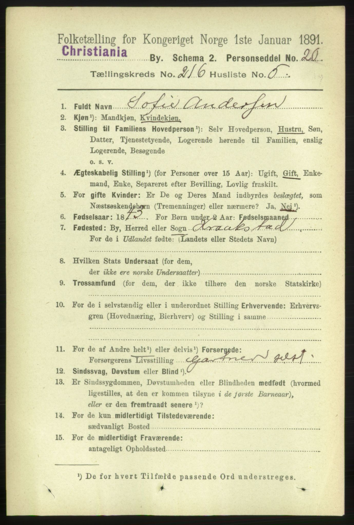 RA, 1891 census for 0301 Kristiania, 1891, p. 128225