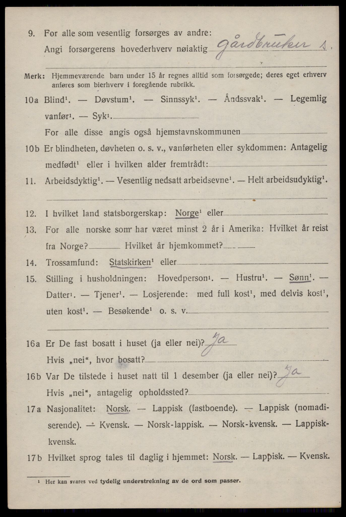 SAT, 1920 census for Dverberg, 1920, p. 6639