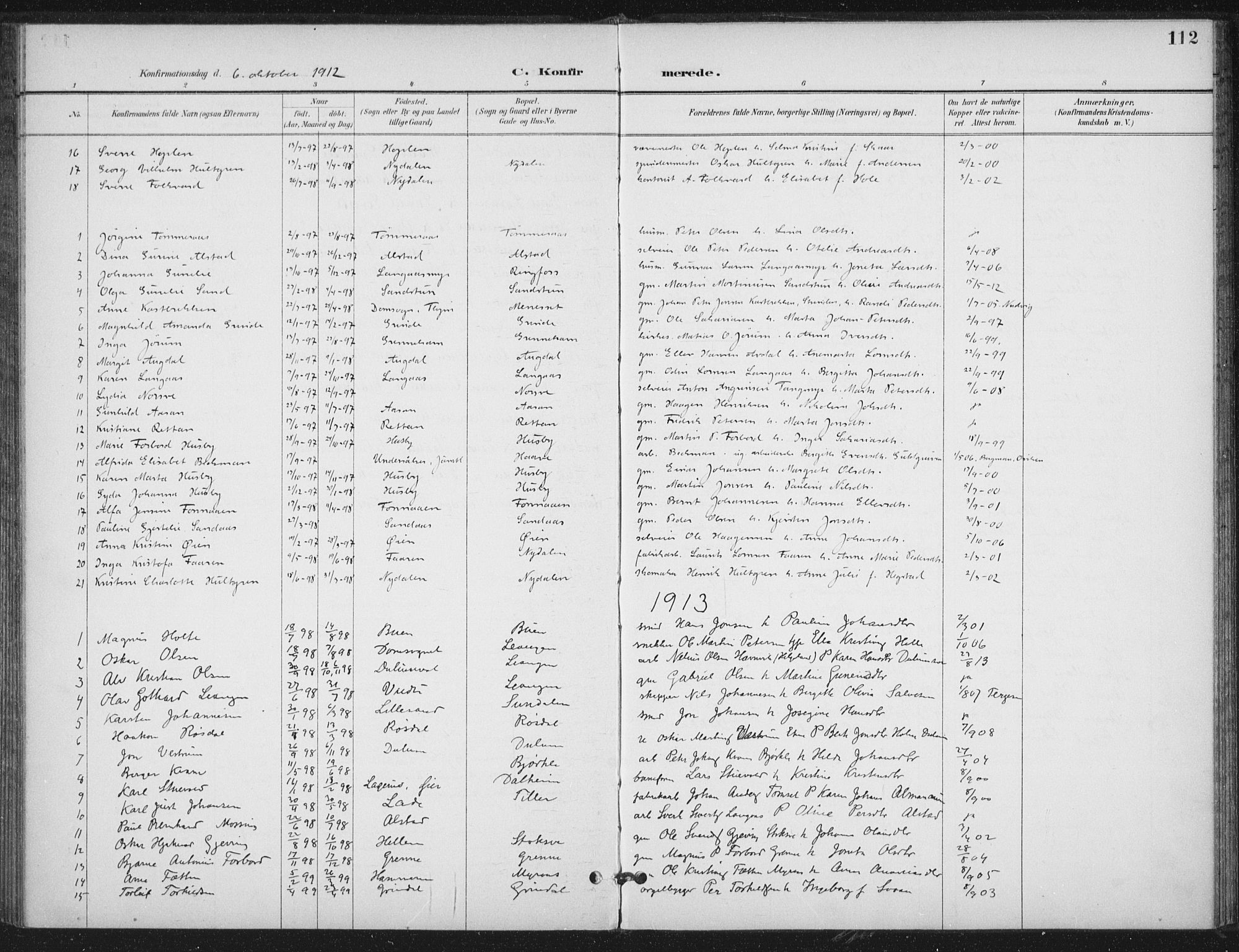 Ministerialprotokoller, klokkerbøker og fødselsregistre - Nord-Trøndelag, SAT/A-1458/714/L0131: Parish register (official) no. 714A02, 1896-1918, p. 112