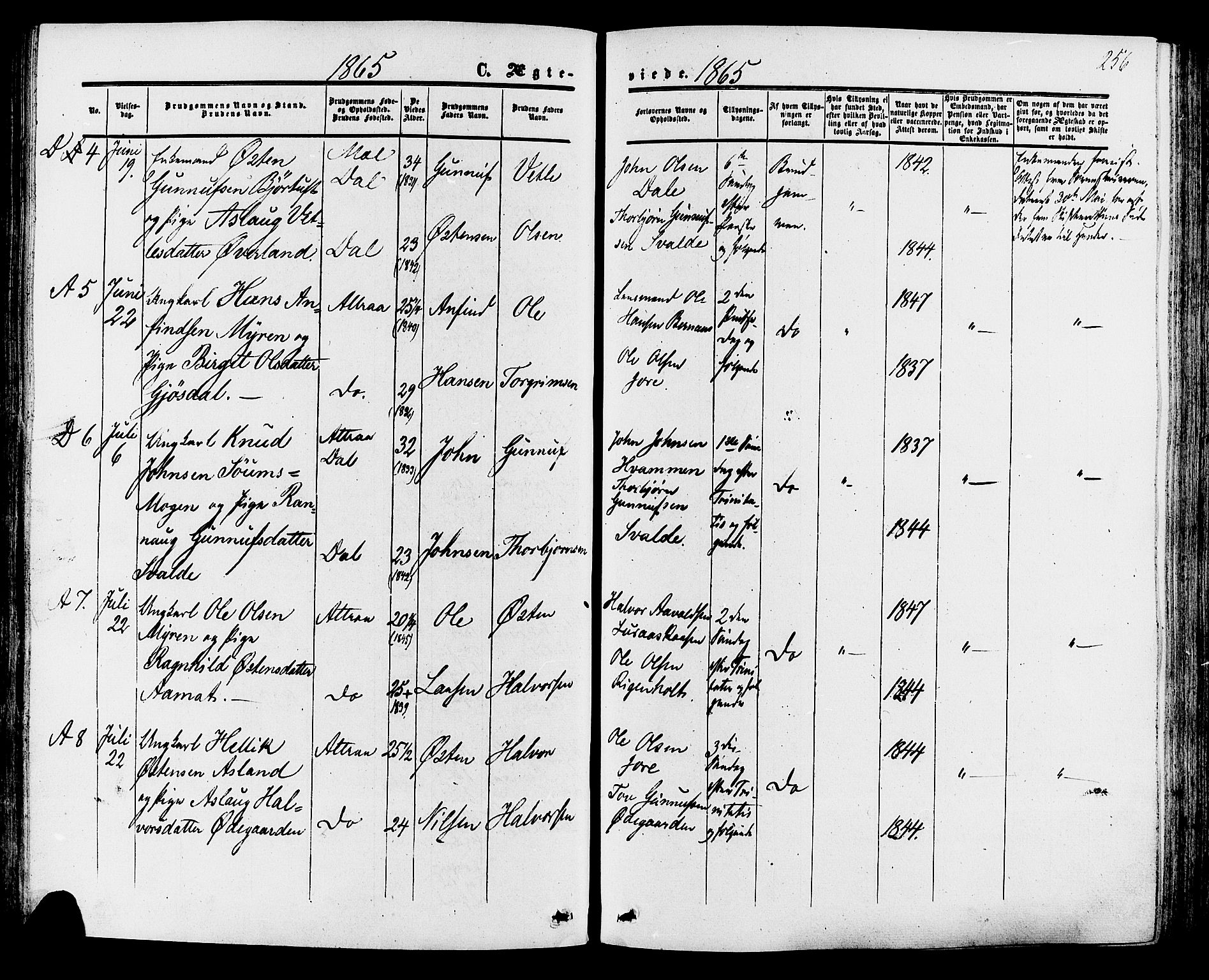 Tinn kirkebøker, SAKO/A-308/F/Fa/L0006: Parish register (official) no. I 6, 1857-1878, p. 256