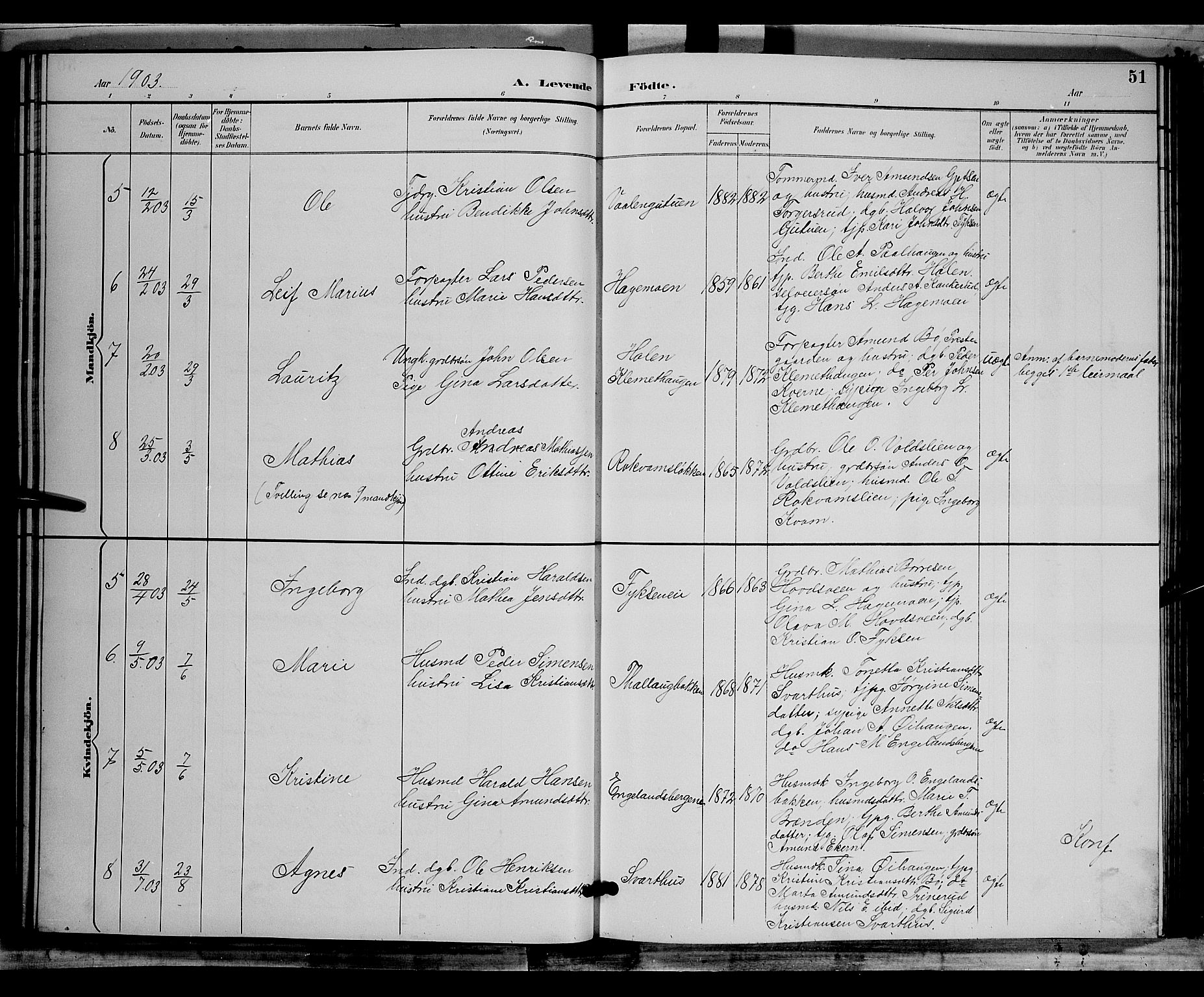 Østre Gausdal prestekontor, AV/SAH-PREST-092/H/Ha/Hab/L0002: Parish register (copy) no. 2, 1894-1904, p. 51