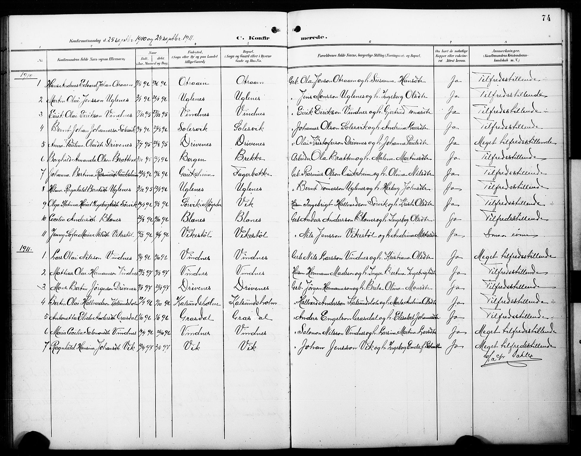 Fitjar sokneprestembete, AV/SAB-A-99926: Parish register (copy) no. C 1, 1900-1928, p. 74