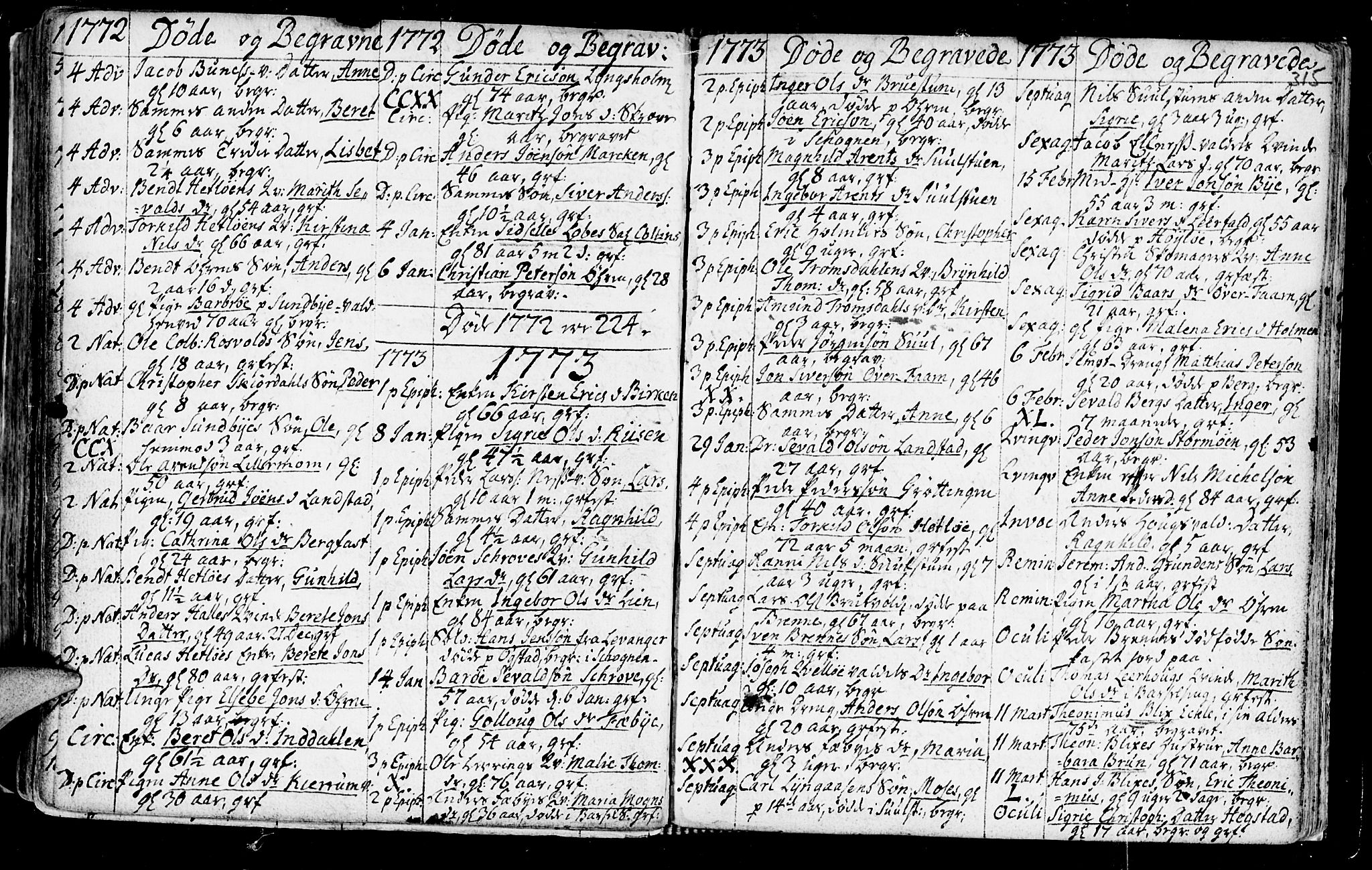 Ministerialprotokoller, klokkerbøker og fødselsregistre - Nord-Trøndelag, SAT/A-1458/723/L0231: Parish register (official) no. 723A02, 1748-1780, p. 315