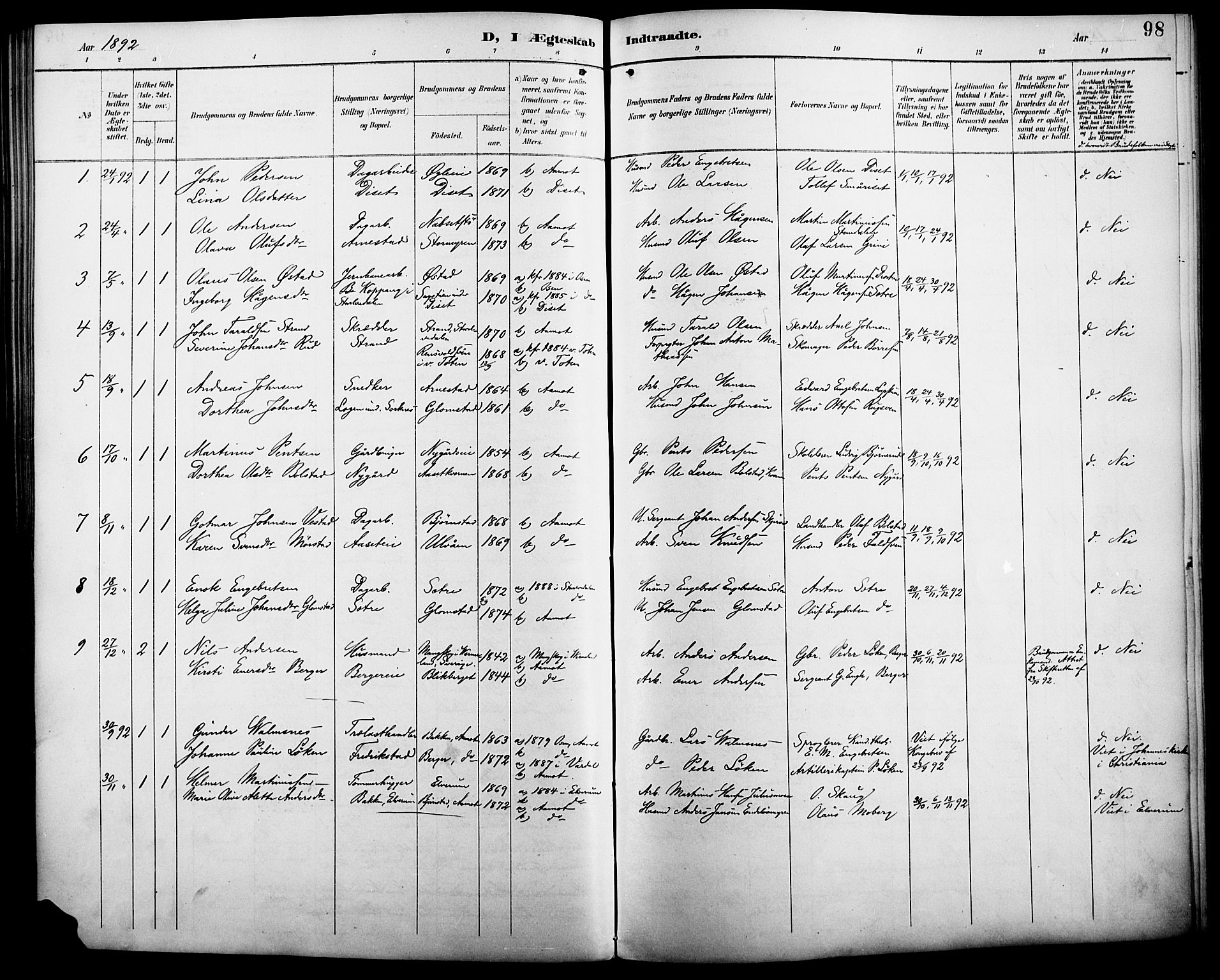 Åmot prestekontor, Hedmark, AV/SAH-PREST-056/H/Ha/Haa/L0011: Parish register (official) no. 11, 1890-1897, p. 98