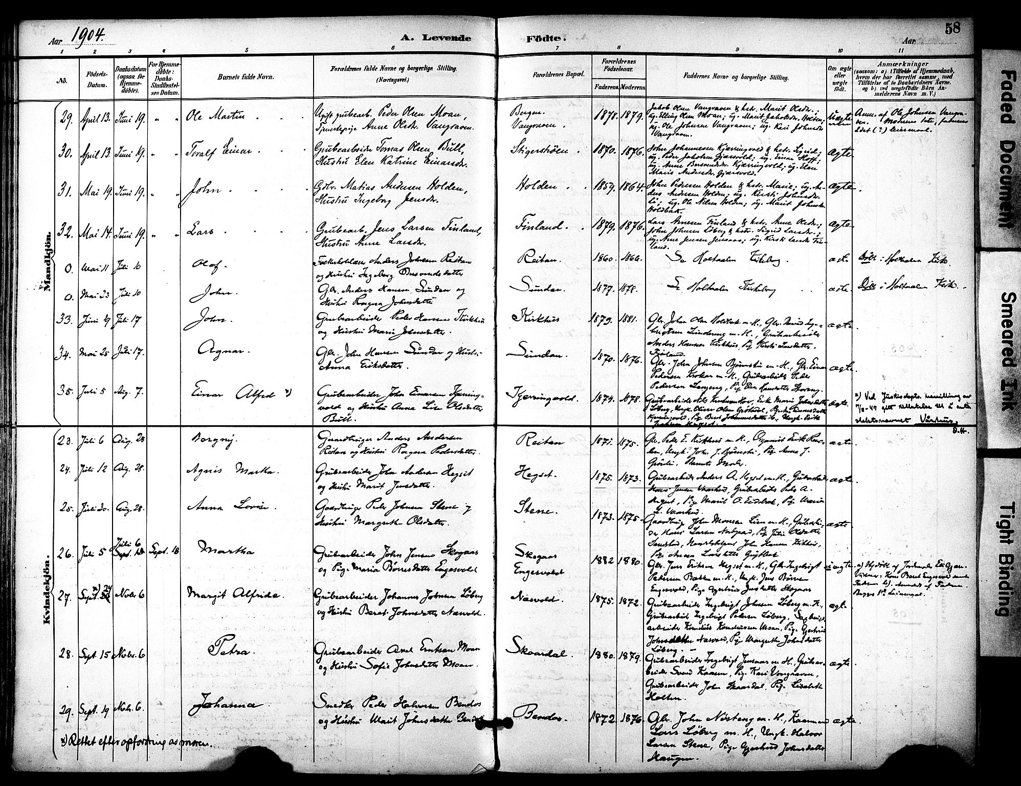 Ministerialprotokoller, klokkerbøker og fødselsregistre - Sør-Trøndelag, AV/SAT-A-1456/686/L0984: Parish register (official) no. 686A02, 1891-1906, p. 58