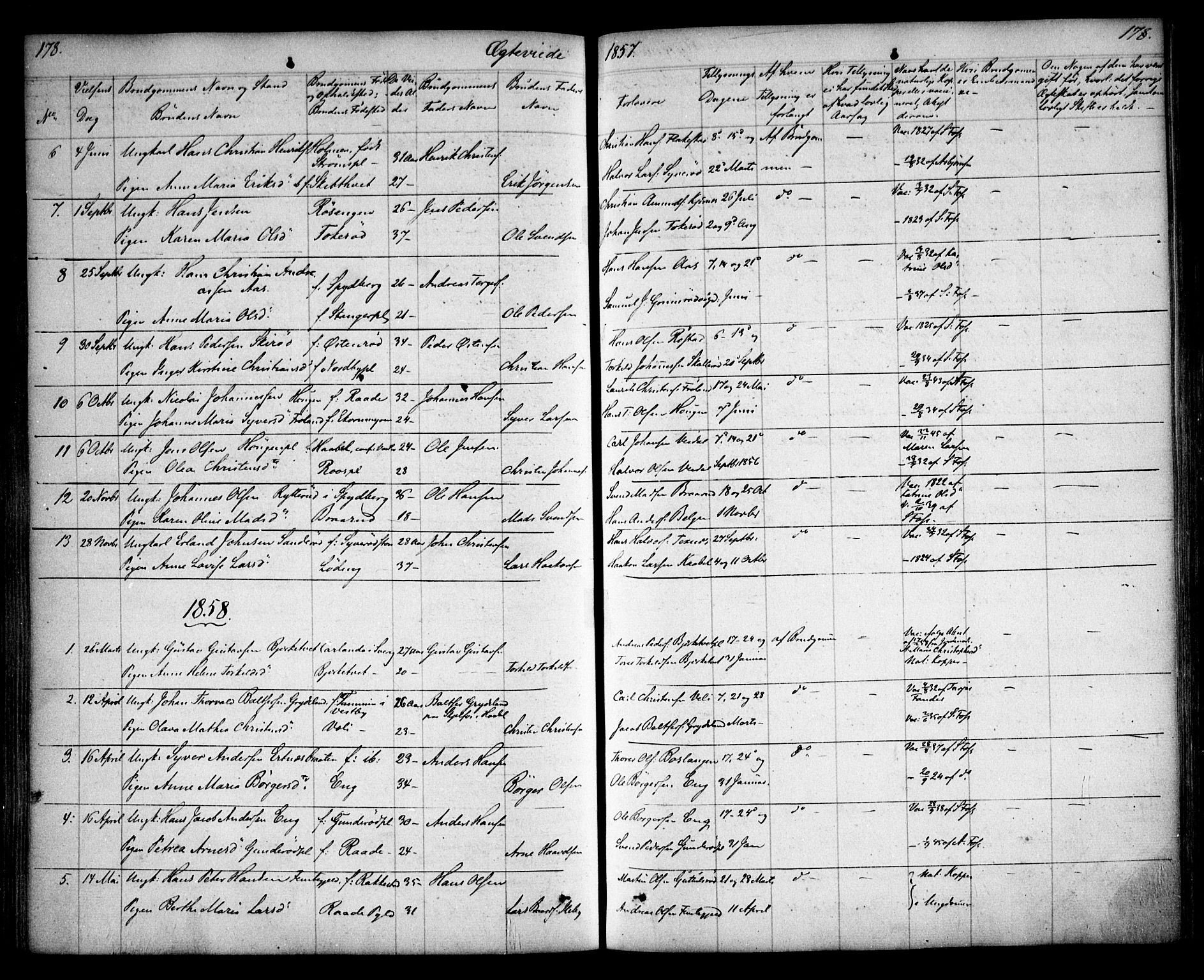 Våler prestekontor Kirkebøker, SAO/A-11083/F/Fa/L0006: Parish register (official) no. I 6, 1840-1861, p. 178