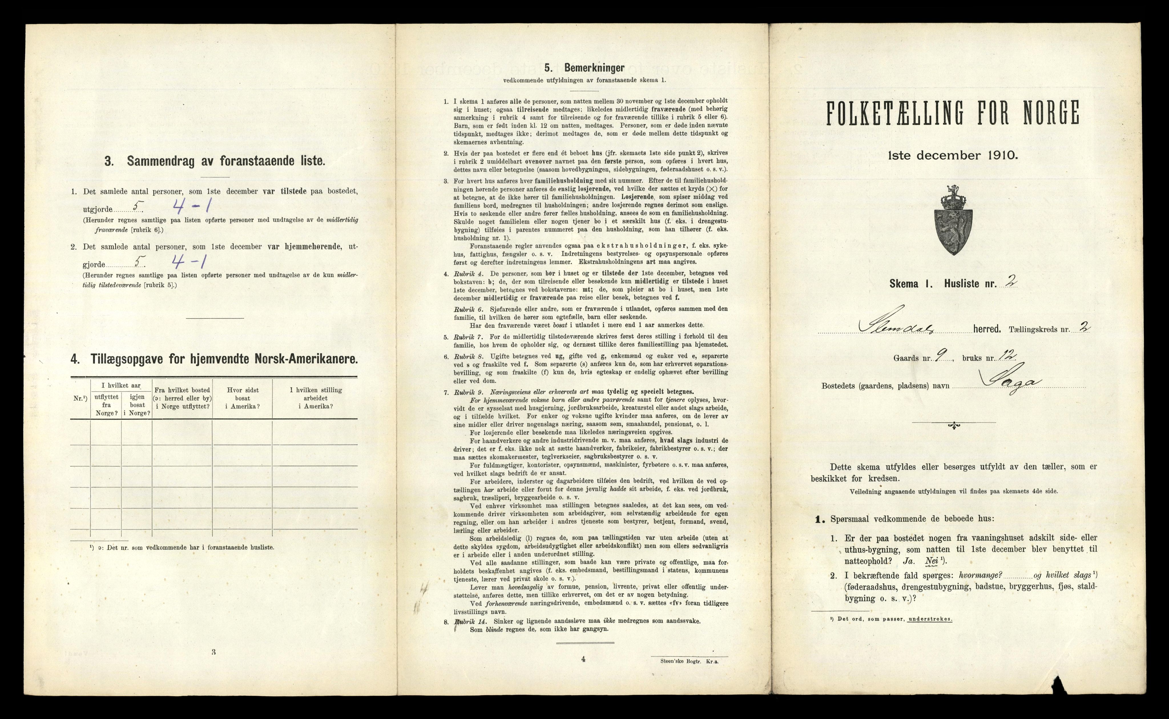 RA, 1910 census for Slemdal, 1910, p. 53