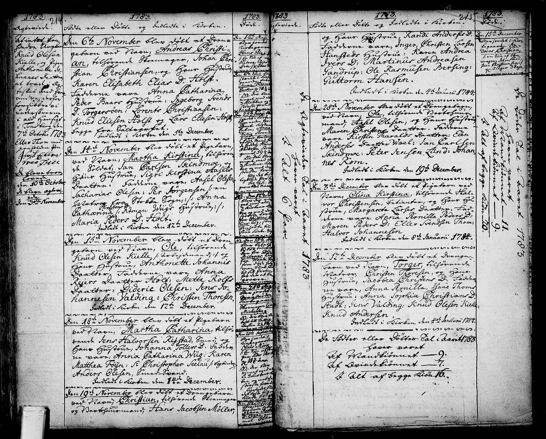 Tønsberg kirkebøker, AV/SAKO-A-330/F/Fb/L0001: Parish register (official) no. II 1, 1690-1796, p. 214-215