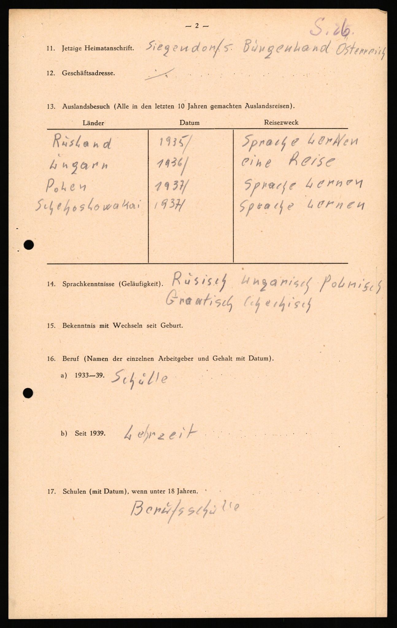 Forsvaret, Forsvarets overkommando II, AV/RA-RAFA-3915/D/Db/L0040: CI Questionaires. Tyske okkupasjonsstyrker i Norge. Østerrikere., 1945-1946, p. 169