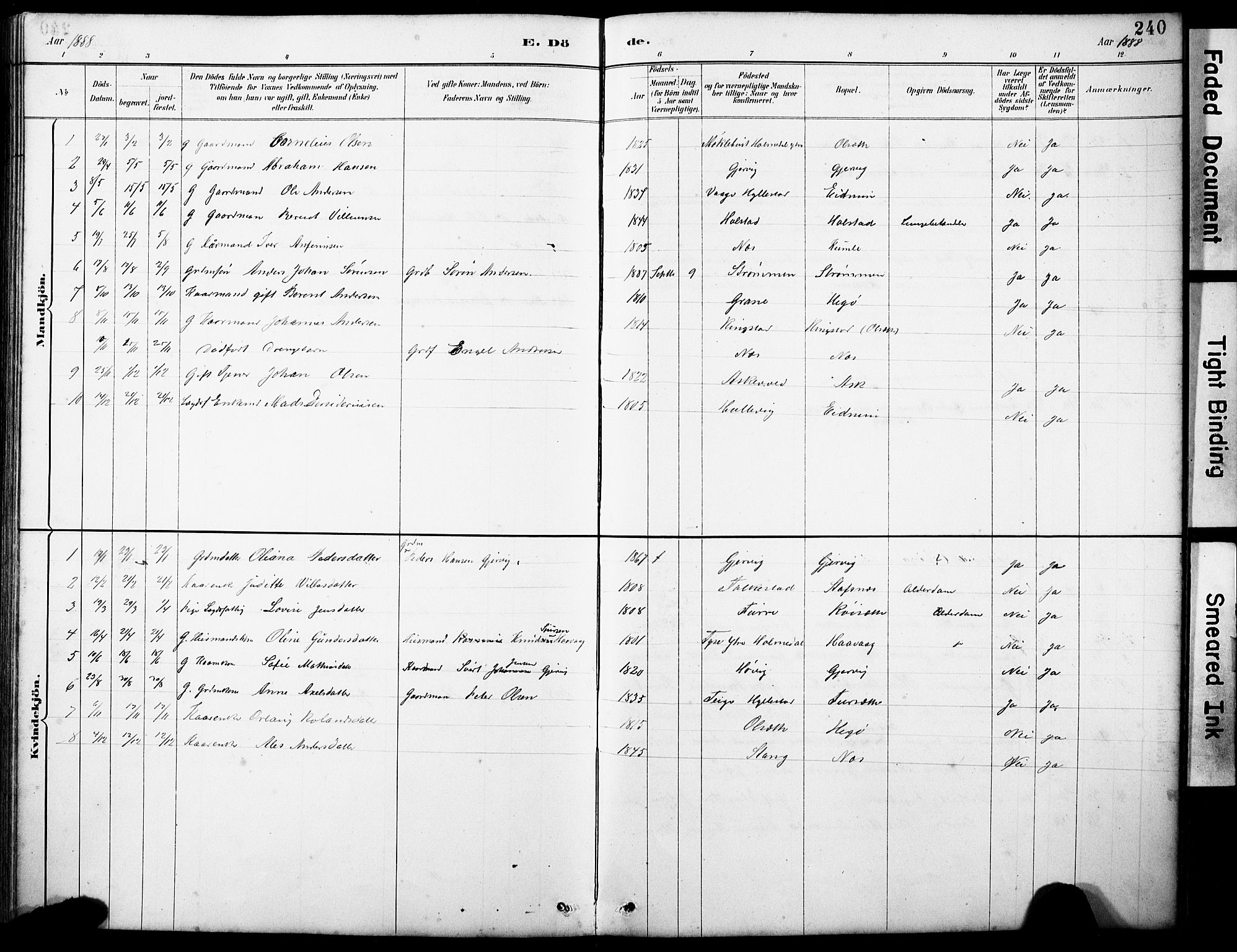 Askvoll sokneprestembete, SAB/A-79501/H/Hab/Haba/L0003: Parish register (copy) no. A 3, 1886-1928, p. 240
