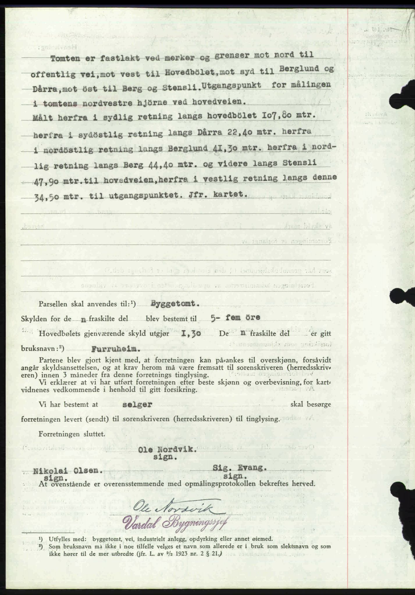 Toten tingrett, SAH/TING-006/H/Hb/Hbc/L0004: Mortgage book no. Hbc-04, 1938-1938, Diary no: : 1300/1938