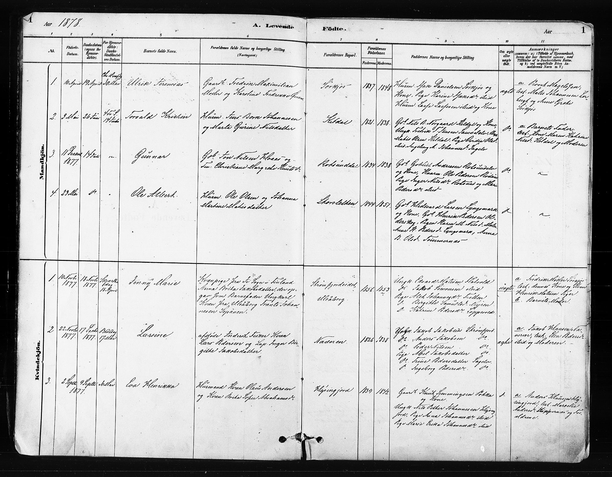 Skjervøy sokneprestkontor, SATØ/S-1300/H/Ha/Haa/L0014kirke: Parish register (official) no. 14, 1878-1894, p. 1