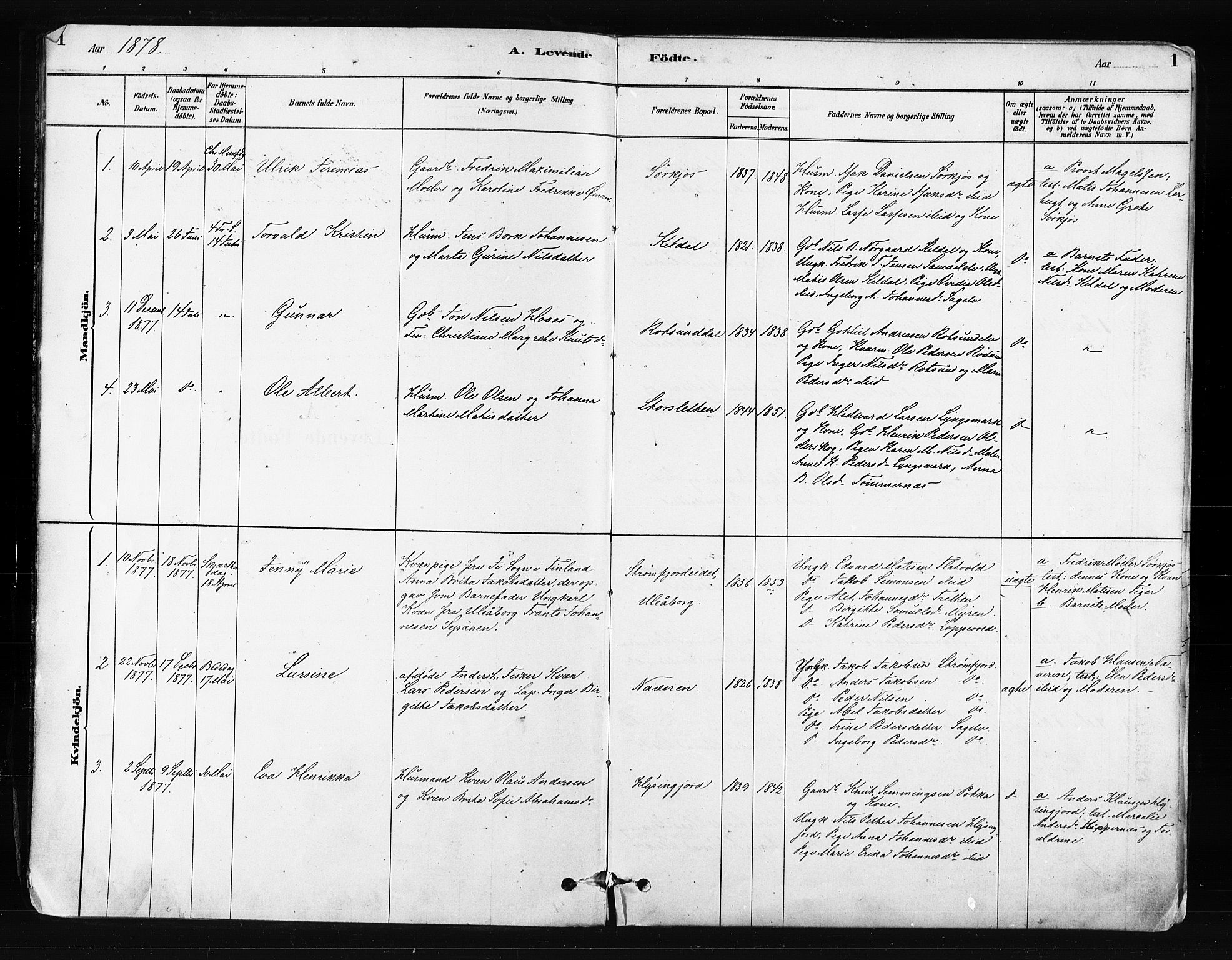 Skjervøy sokneprestkontor, AV/SATØ-S-1300/H/Ha/Haa/L0014kirke: Parish register (official) no. 14, 1878-1894, p. 1