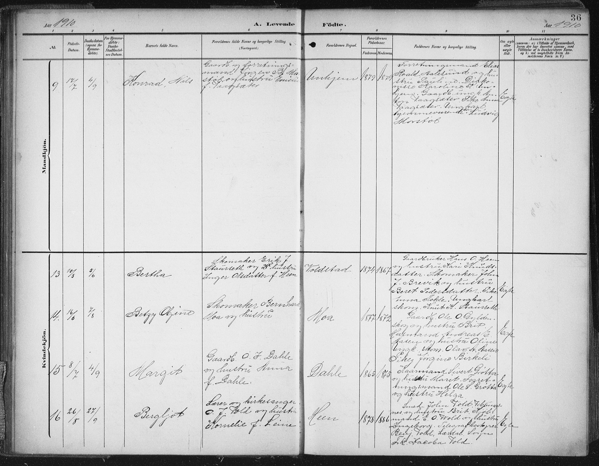 Ministerialprotokoller, klokkerbøker og fødselsregistre - Møre og Romsdal, AV/SAT-A-1454/545/L0589: Parish register (copy) no. 545C03, 1902-1937, p. 36