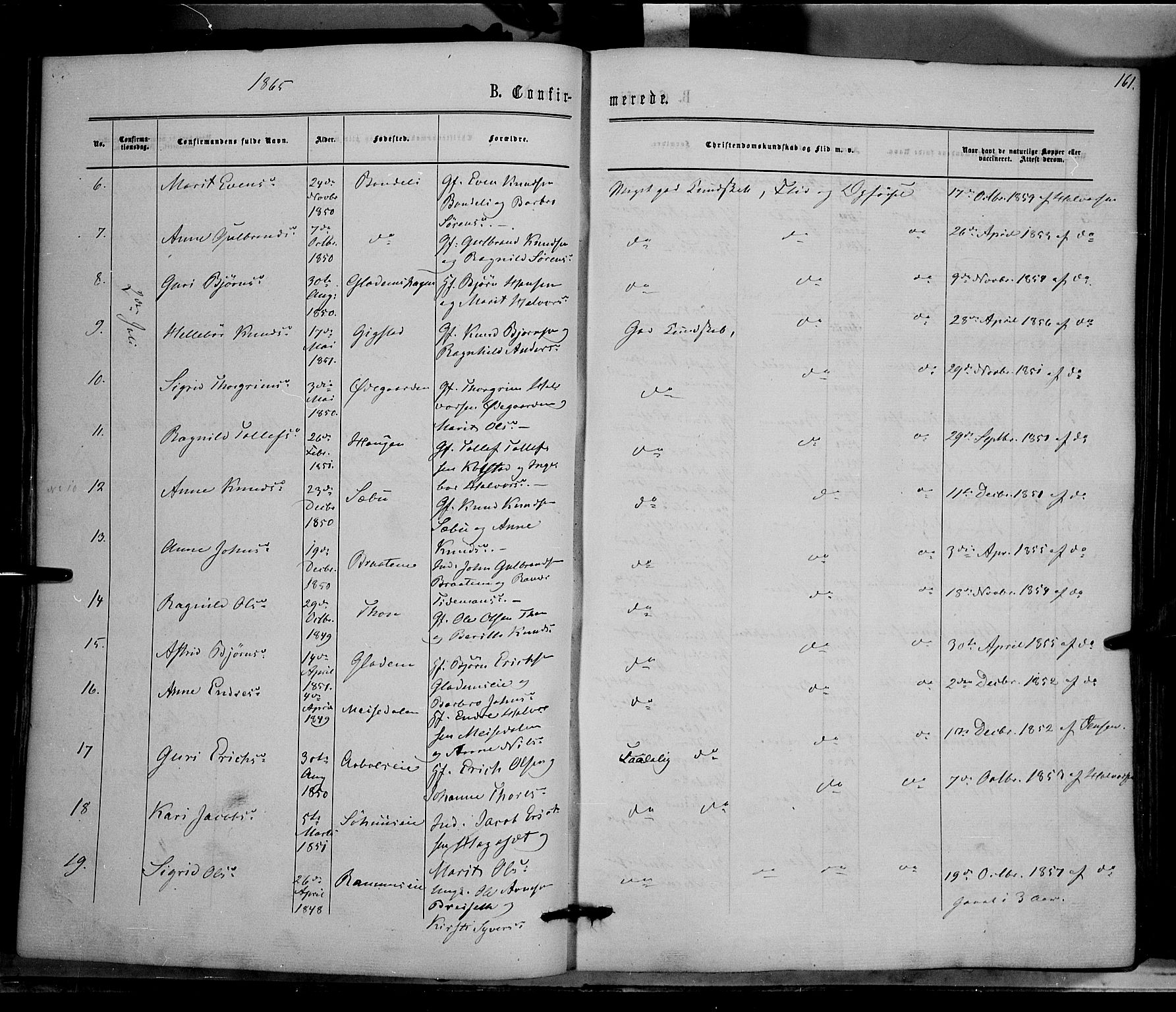 Nord-Aurdal prestekontor, AV/SAH-PREST-132/H/Ha/Haa/L0008: Parish register (official) no. 8, 1863-1875, p. 161