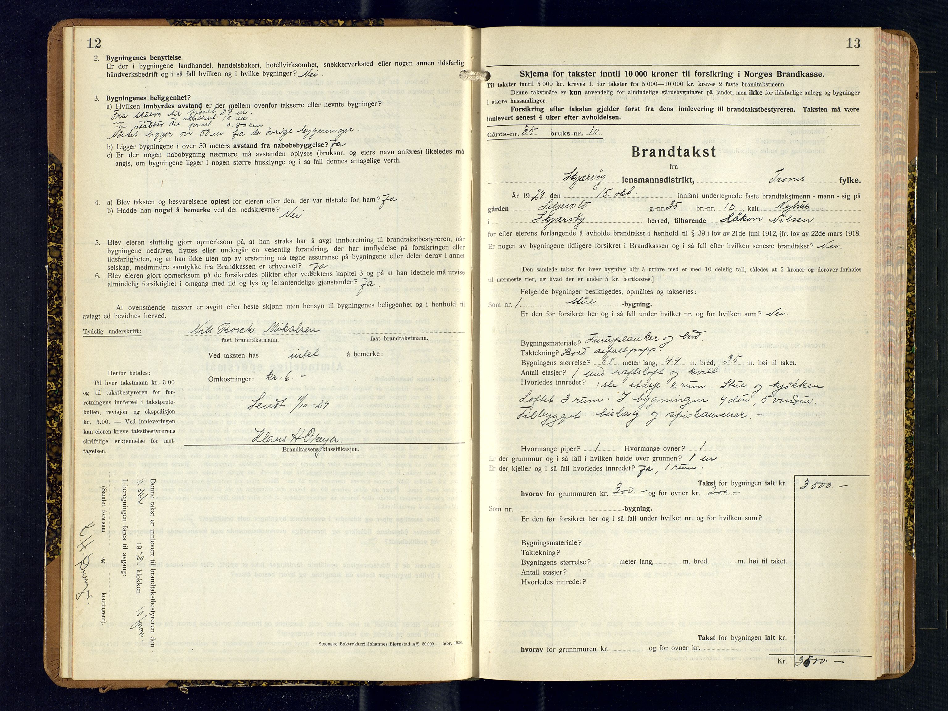 Skjervøy lensmannskontor, AV/SATØ-SATØ-63/F/Fu/Fub/L0262: Branntakstprotokoll (S), 1929-1931, p. 12-13