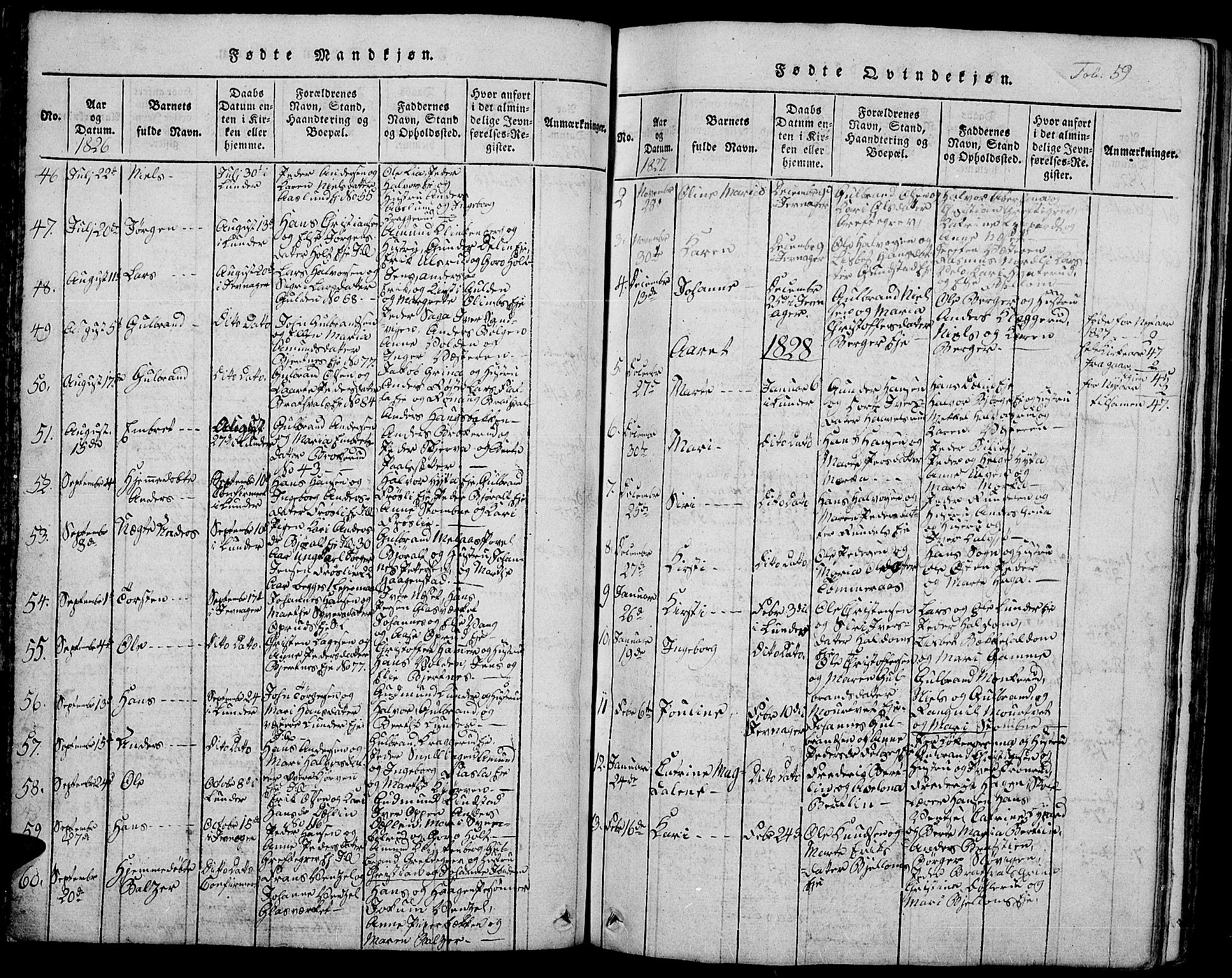 Jevnaker prestekontor, SAH/PREST-116/H/Ha/Hab/L0001: Parish register (copy) no. 1, 1815-1837, p. 59