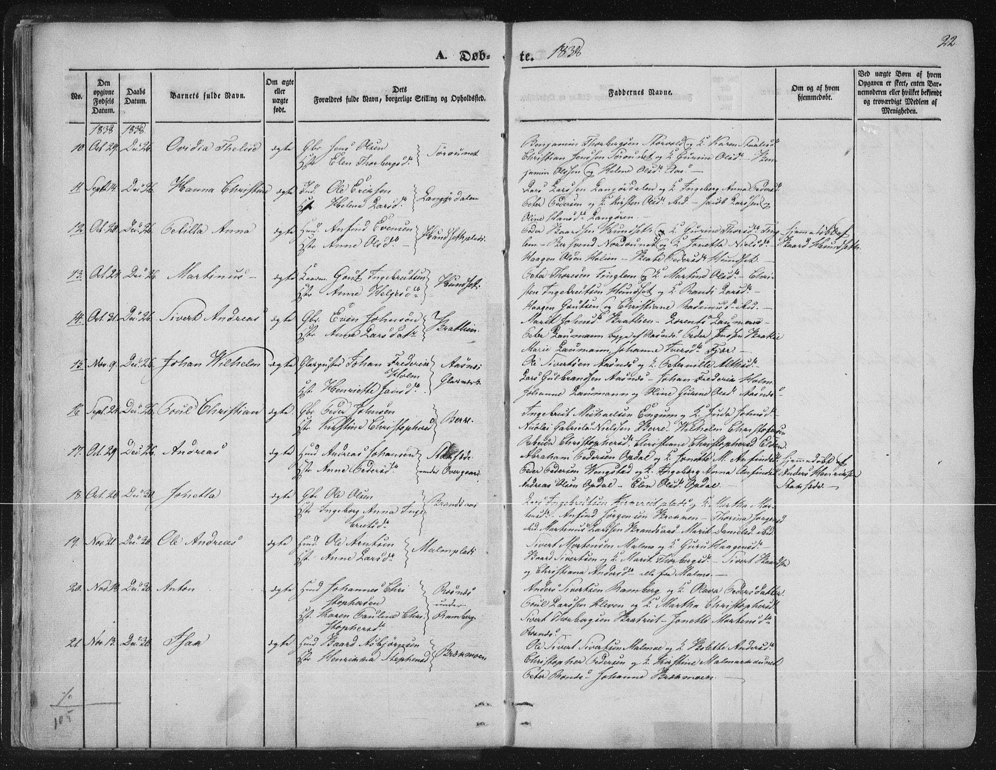 Ministerialprotokoller, klokkerbøker og fødselsregistre - Nord-Trøndelag, SAT/A-1458/741/L0392: Parish register (official) no. 741A06, 1836-1848, p. 22