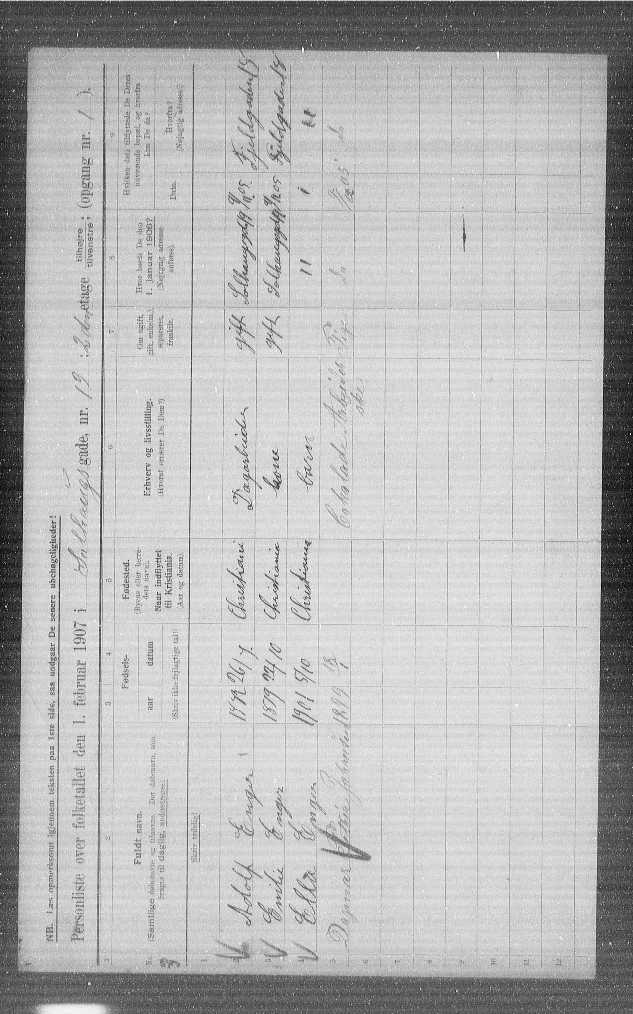 OBA, Municipal Census 1907 for Kristiania, 1907, p. 50835