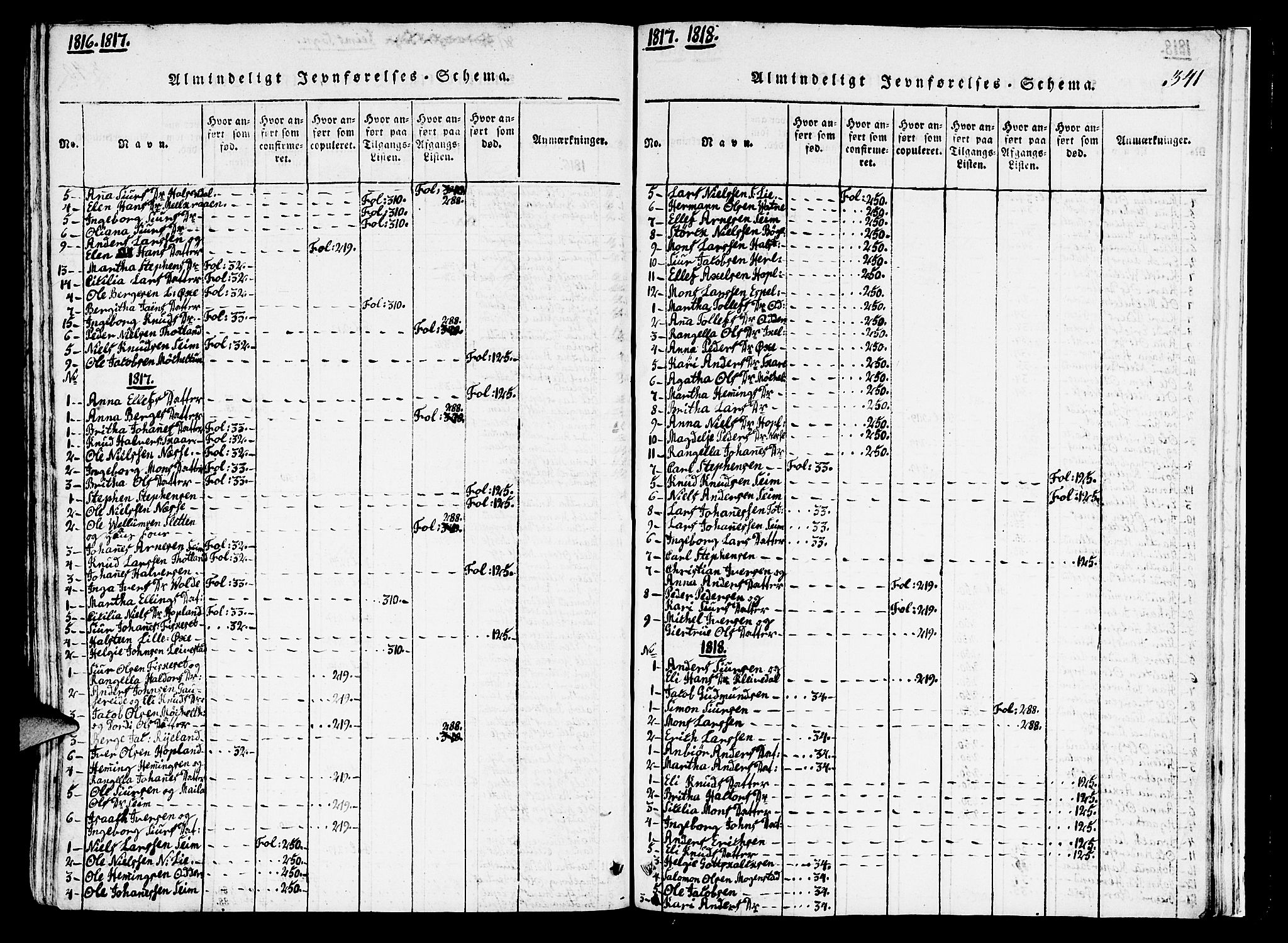 Hosanger sokneprestembete, AV/SAB-A-75801/H/Haa: Parish register (official) no. A 5, 1815-1824, p. 341