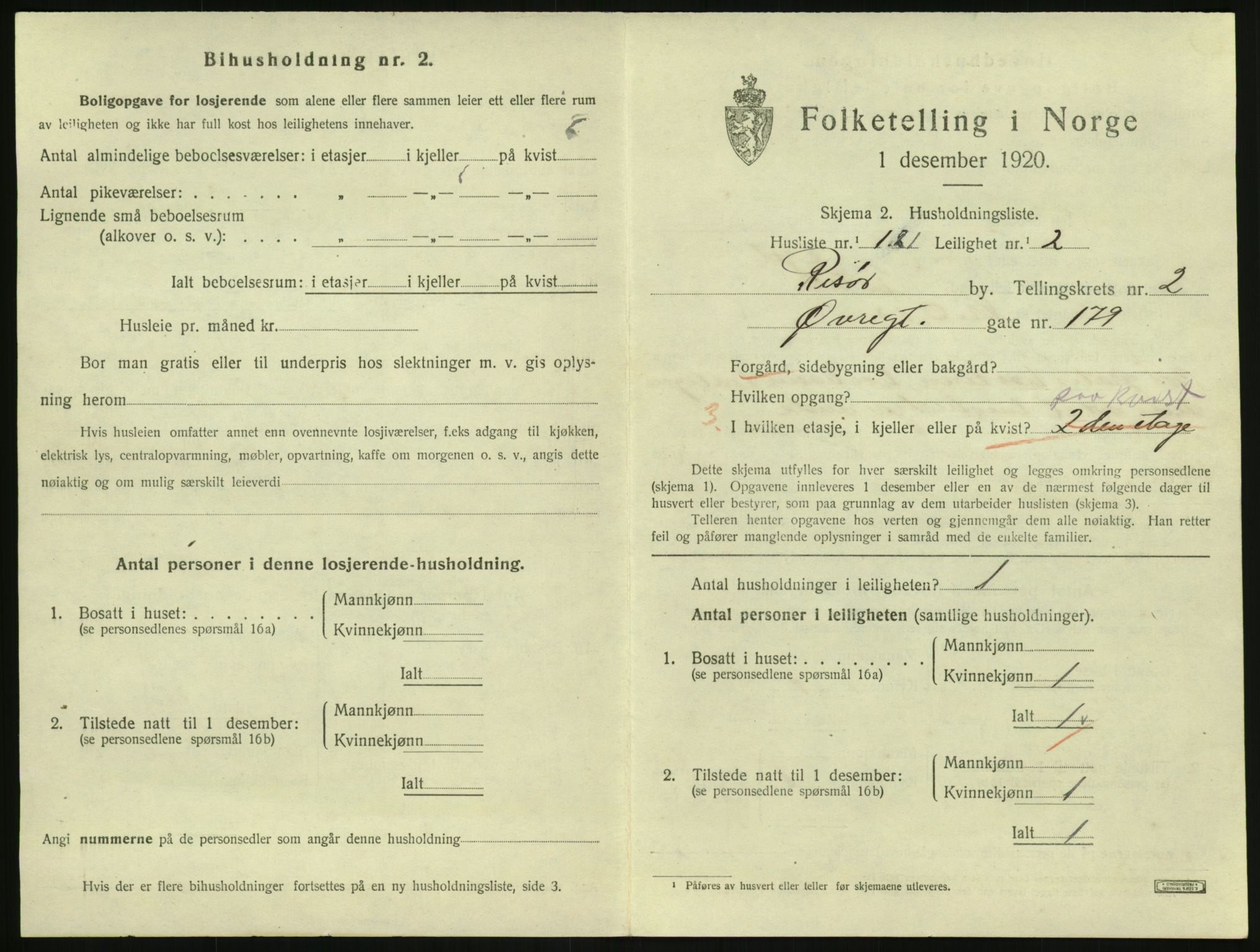 SAK, 1920 census for Risør, 1920, p. 2295