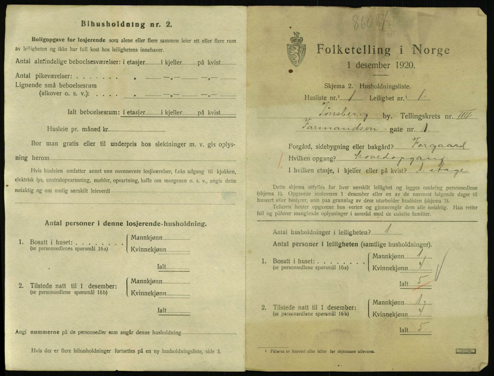 SAKO, 1920 census for Tønsberg, 1920, p. 3243