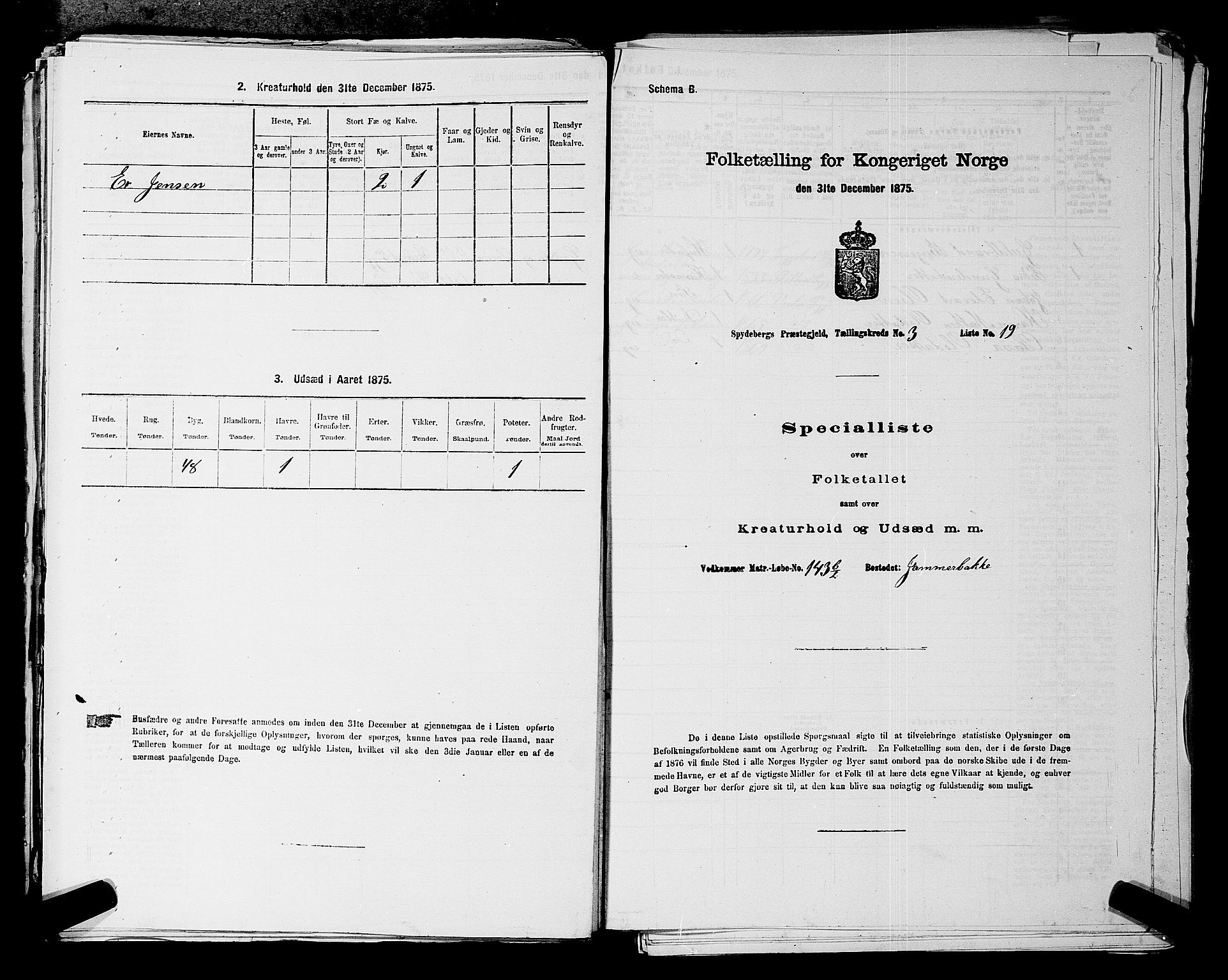 RA, 1875 census for 0123P Spydeberg, 1875, p. 554