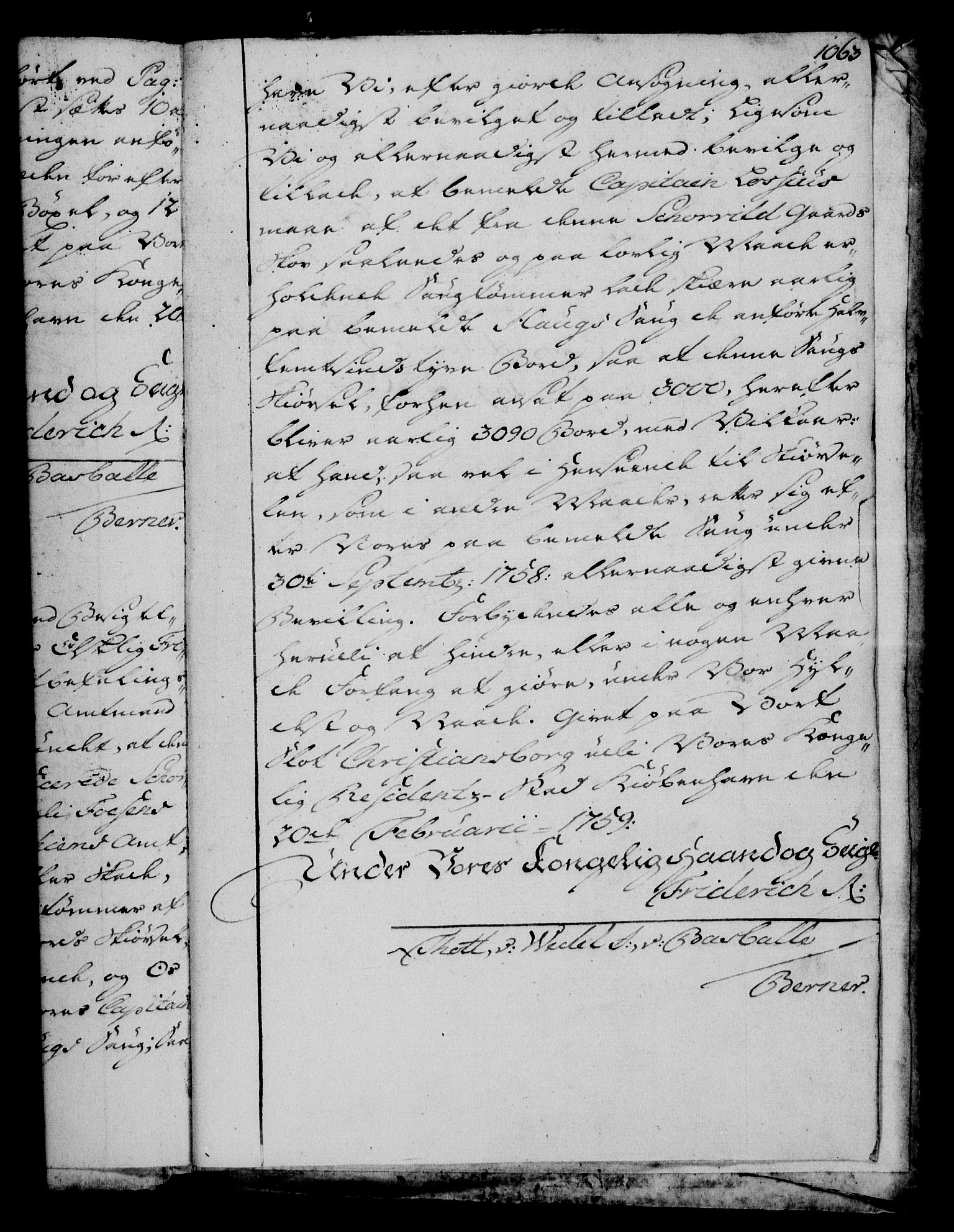 Rentekammeret, Kammerkanselliet, AV/RA-EA-3111/G/Gg/Gga/L0006: Norsk ekspedisjonsprotokoll med register (merket RK 53.6), 1749-1759, p. 1063