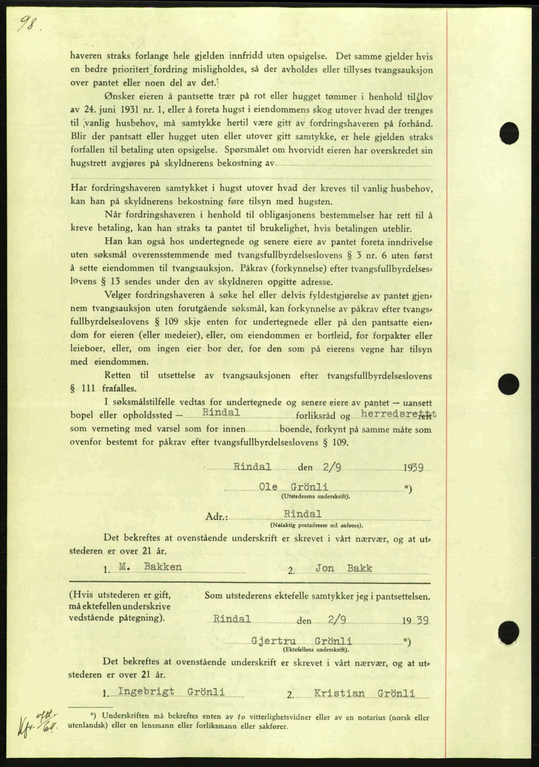 Nordmøre sorenskriveri, AV/SAT-A-4132/1/2/2Ca: Mortgage book no. B86, 1939-1940, Diary no: : 2768/1939